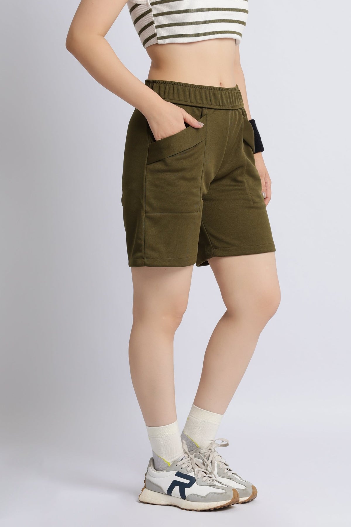 Olive active relax shorts -Active relax shorts