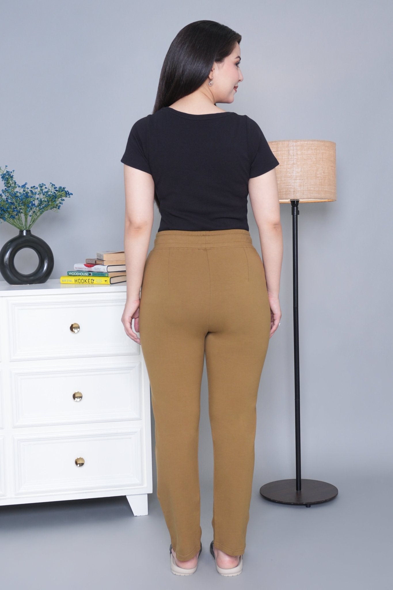 Olive all day home pants with extra comfort. [100% Cotton Lycra] - All day home pant