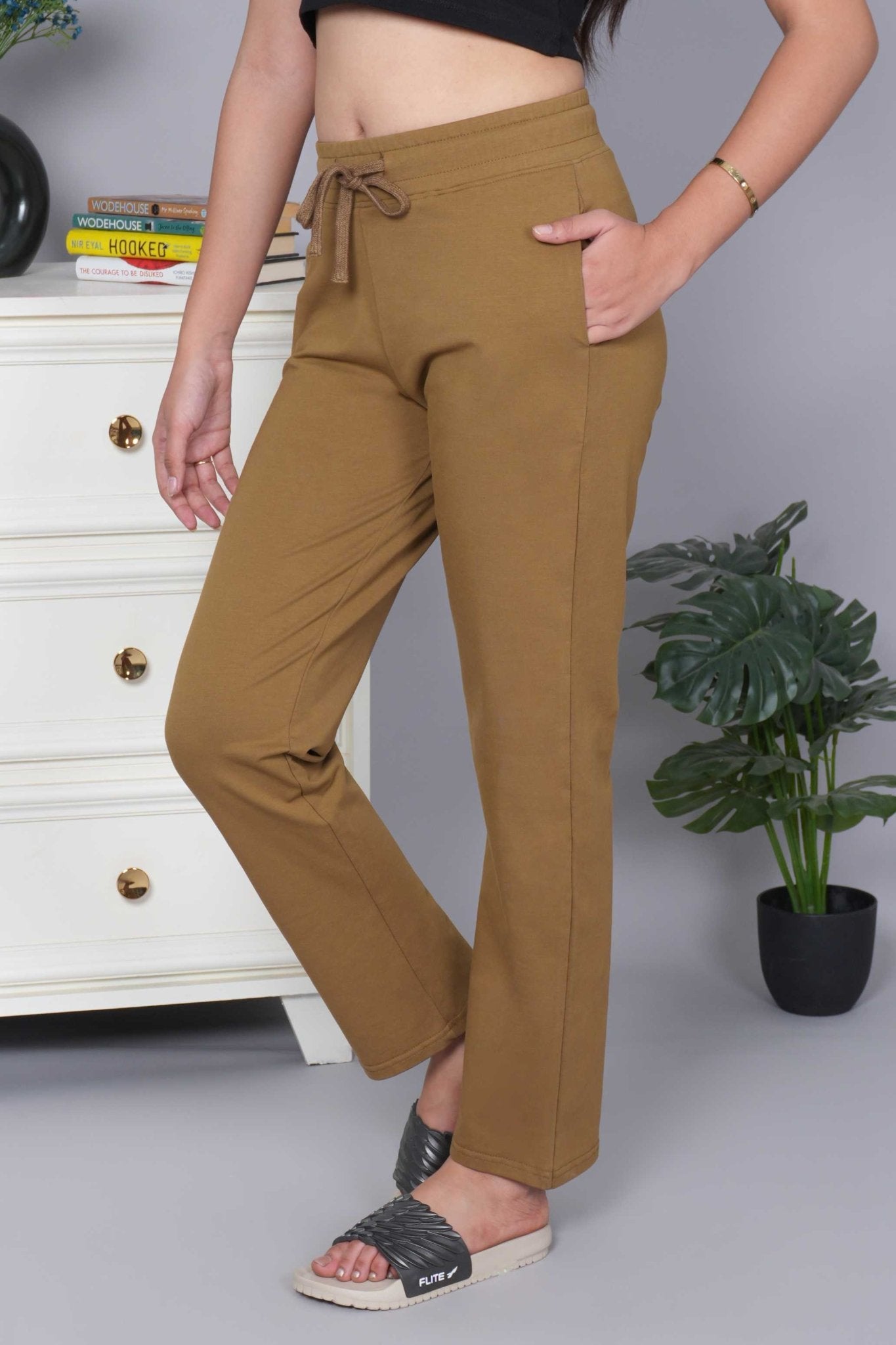 Olive all day home pants with extra comfort. [100% USA HQ Cotton Lycra] - All day home pant