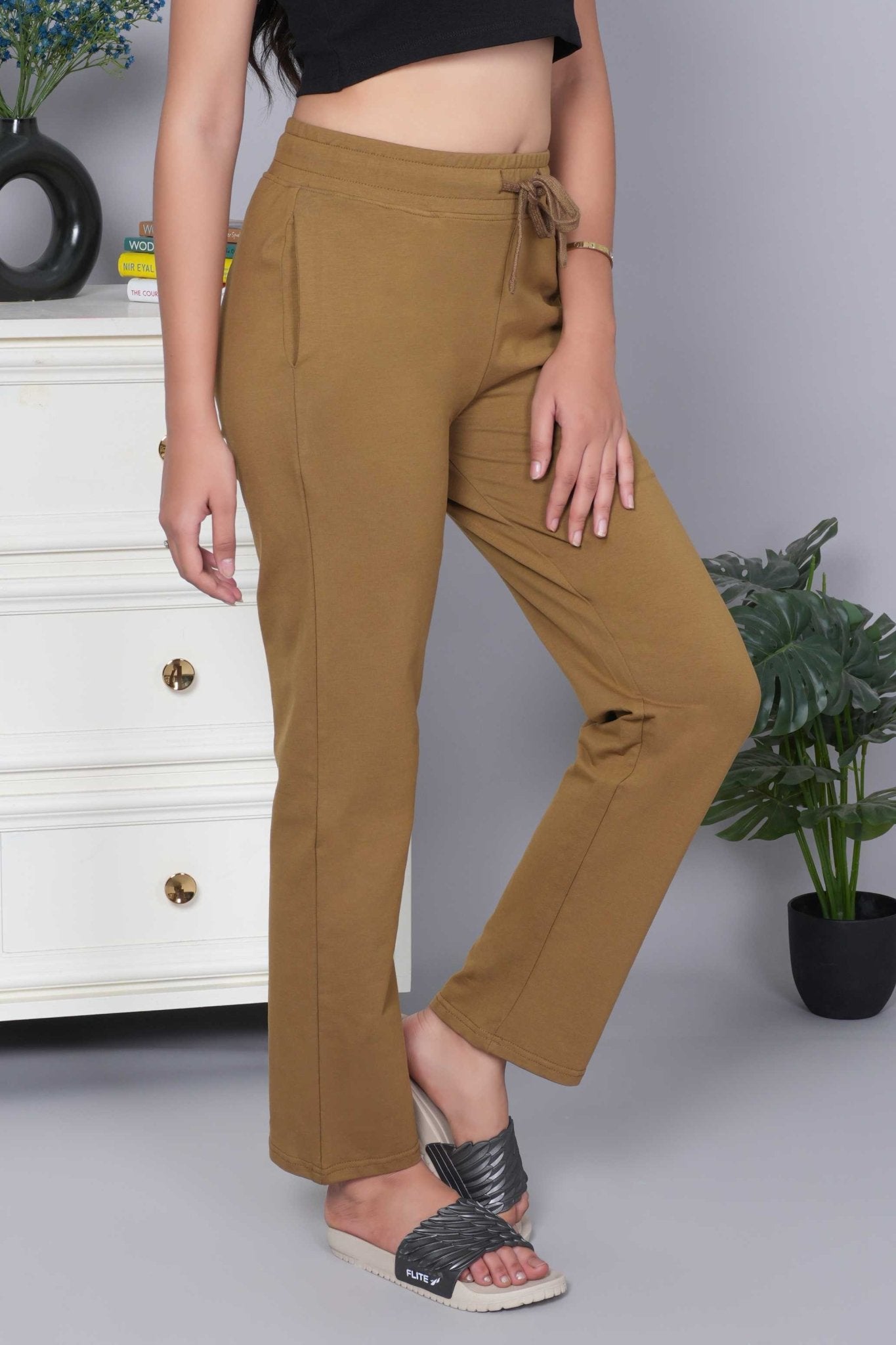 Olive all day home pants with extra comfort. [100% USA HQ Cotton Lycra] - All day home pant