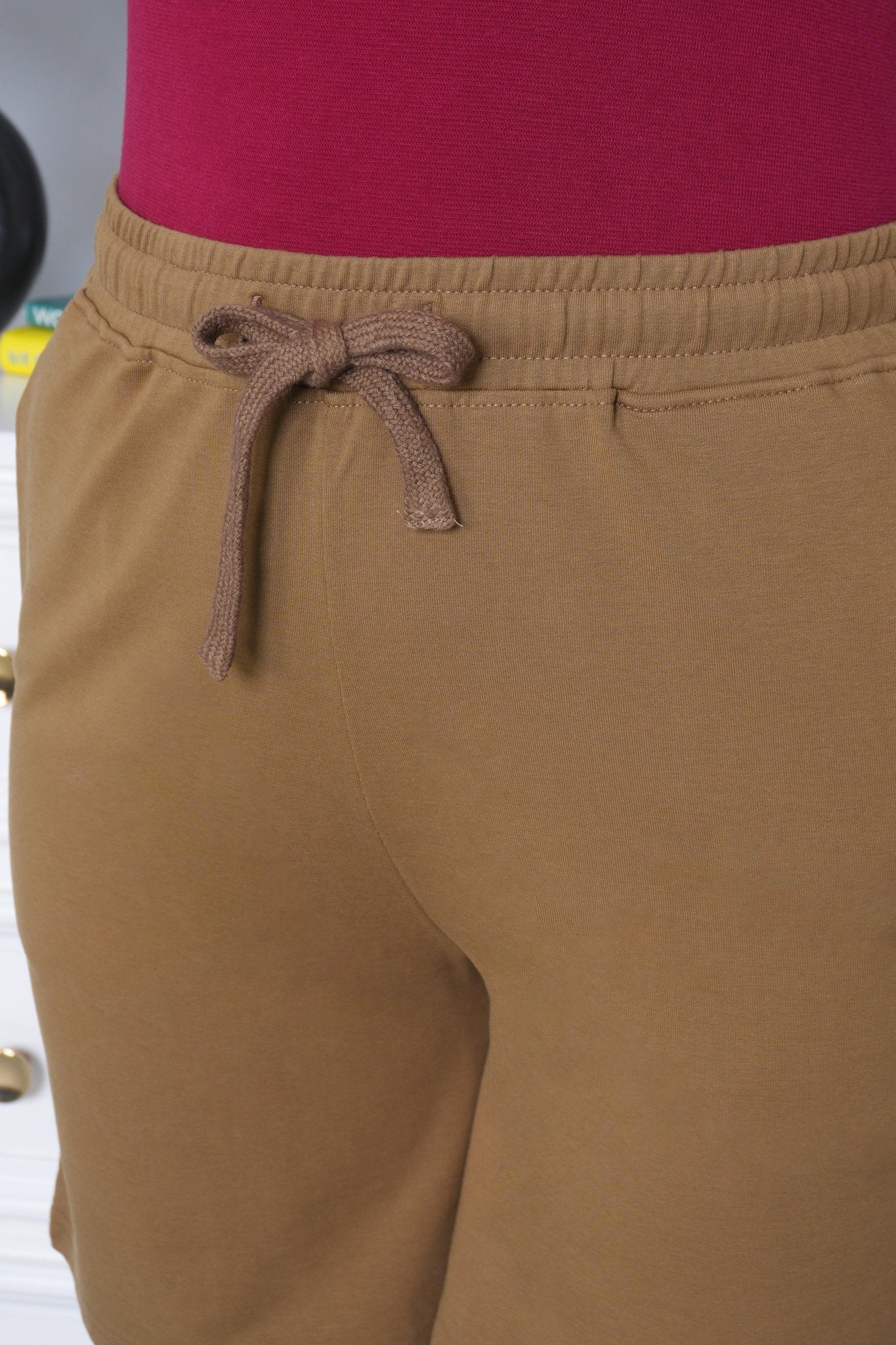 Olive all day home shorts with extra comfort. [100% Cotton Lycra] - All day home shorts