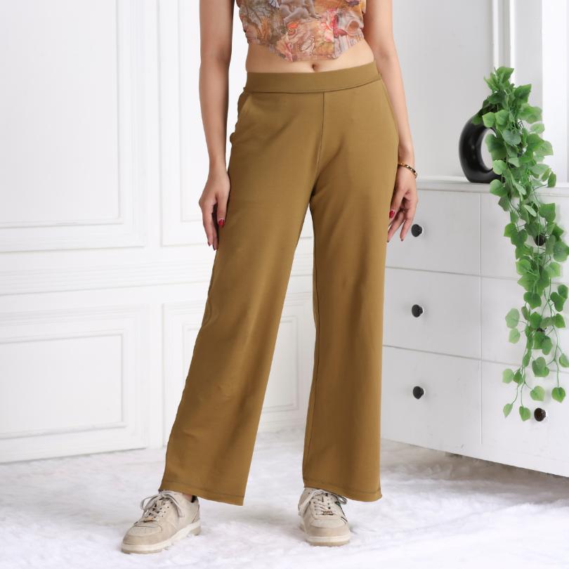 Olive all day wide flare pants with extra comfort. [100% USA HQ Cotton Lycra] extra flare. - All day wide flare pant