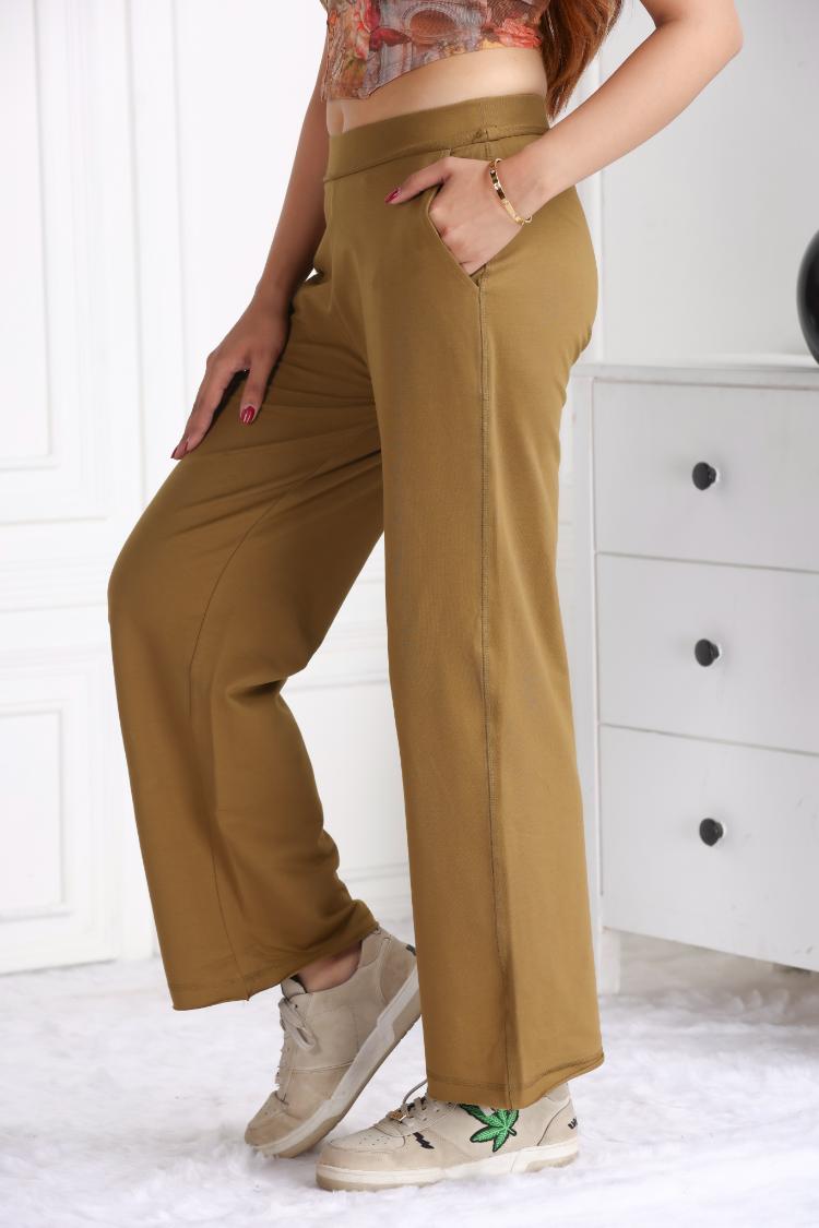 Olive all day wide flare pants with extra comfort. [100% USA HQ Cotton Lycra] extra flare. - All day wide flare pant