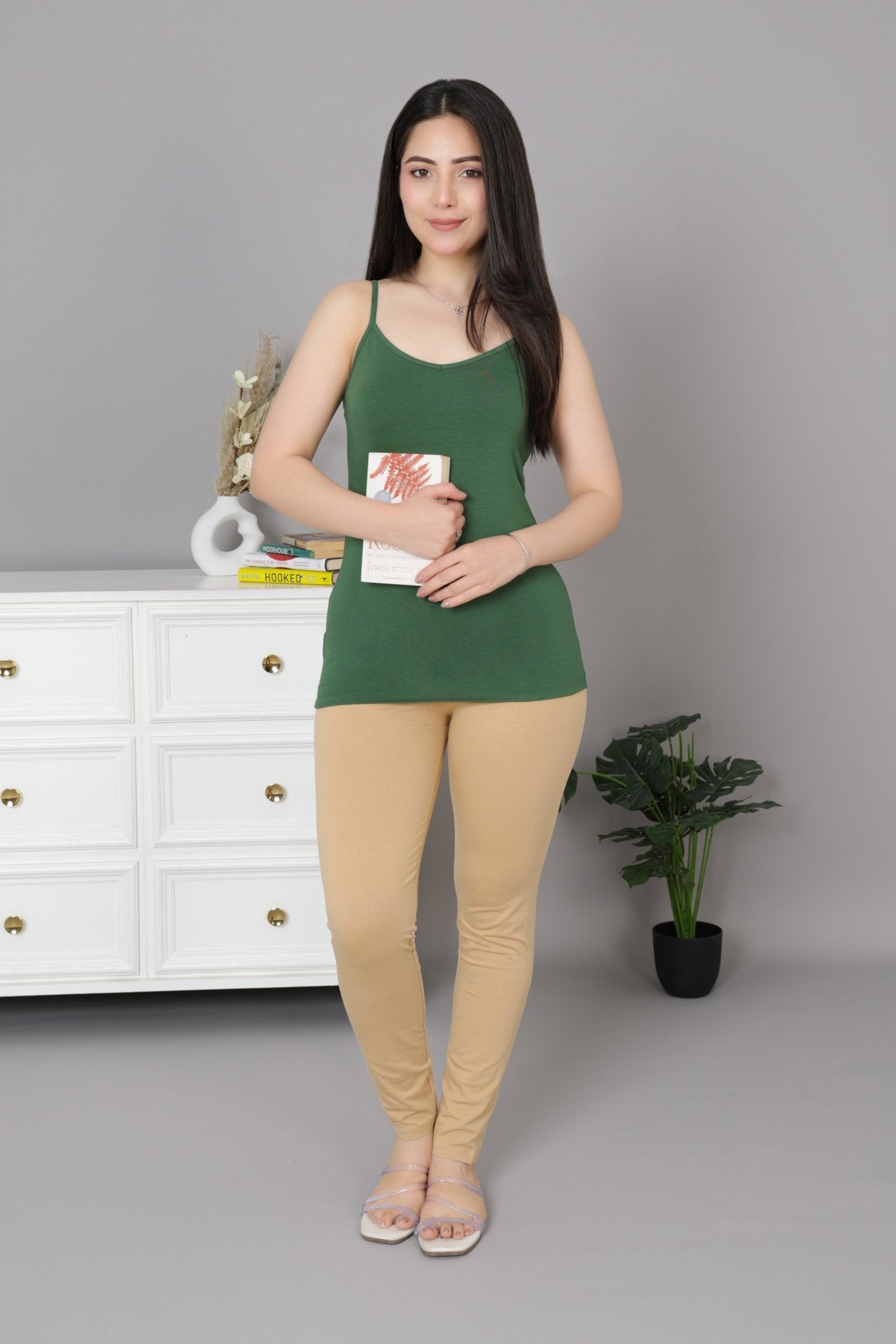 Olive Cotton Camisole [100% Cotton spandex] - Cotton camisole