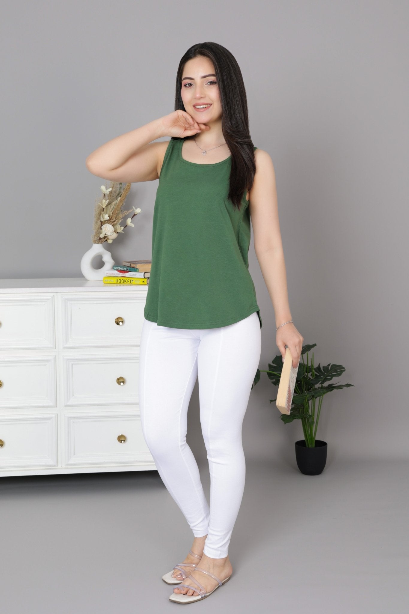 Olive Cotton vest [100% Cotton spandex] - Cotton vest