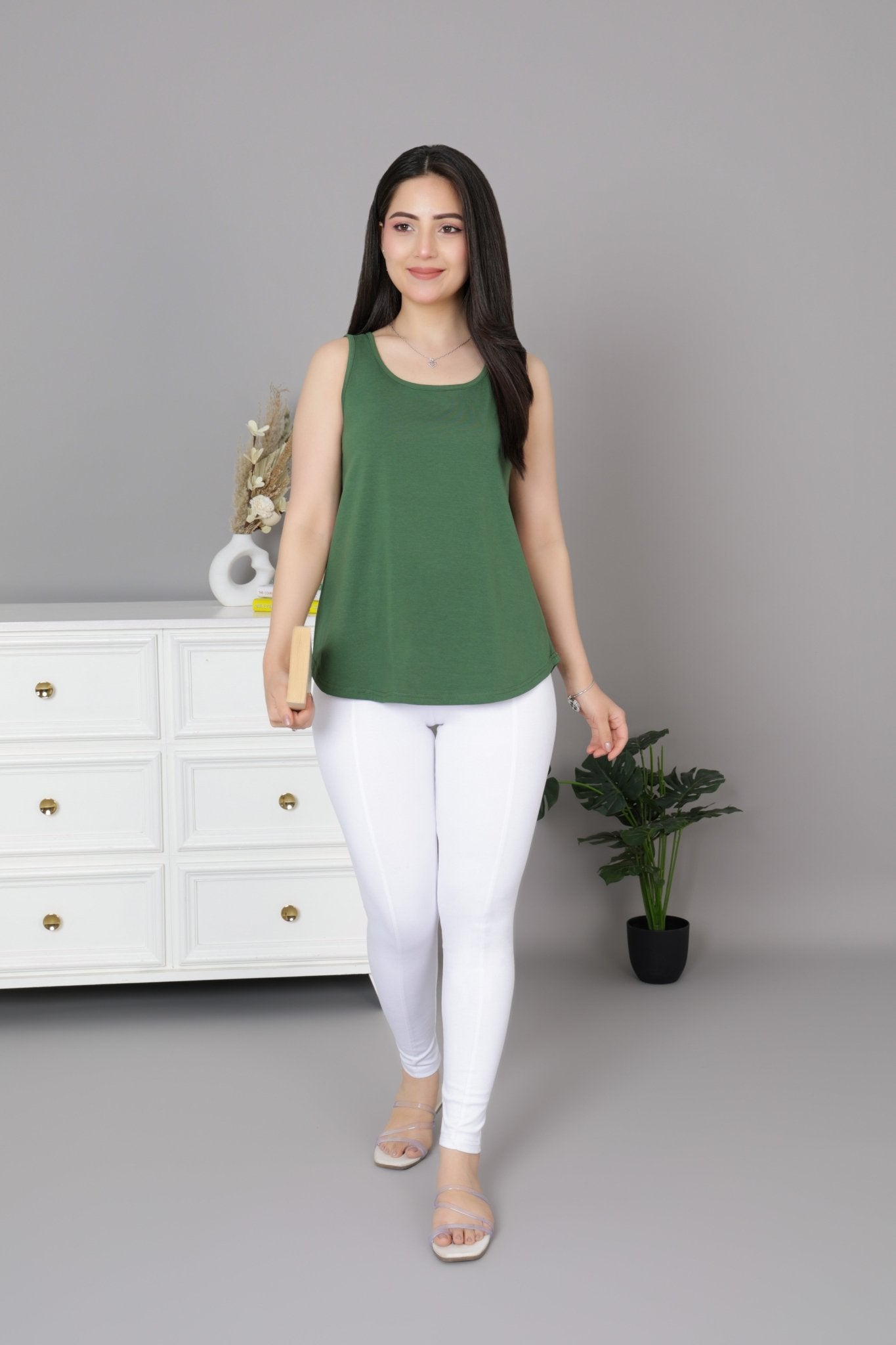 Olive Cotton vest [100% Cotton spandex] - Cotton vest