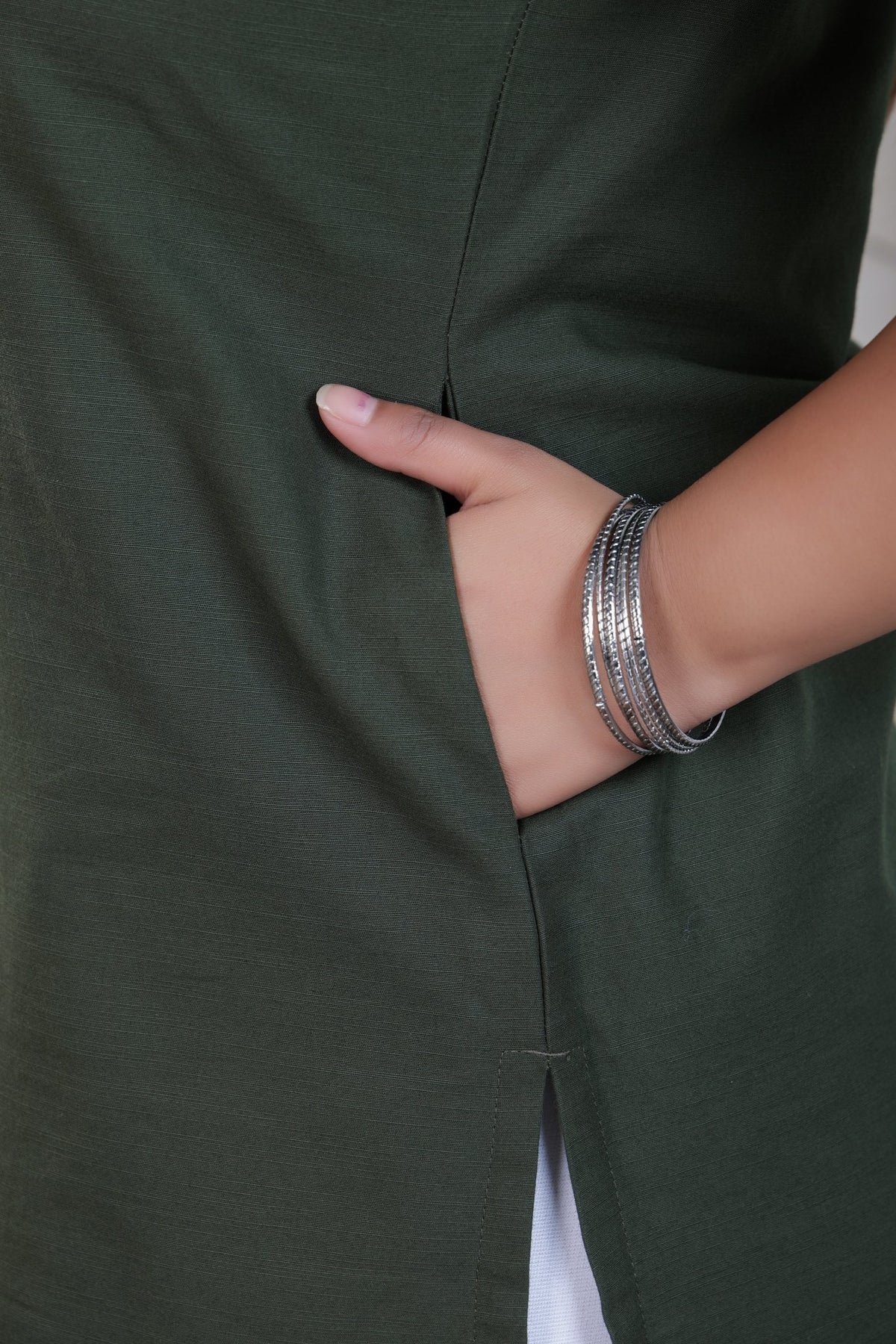 Olive Linen Long kurta -Long kurta