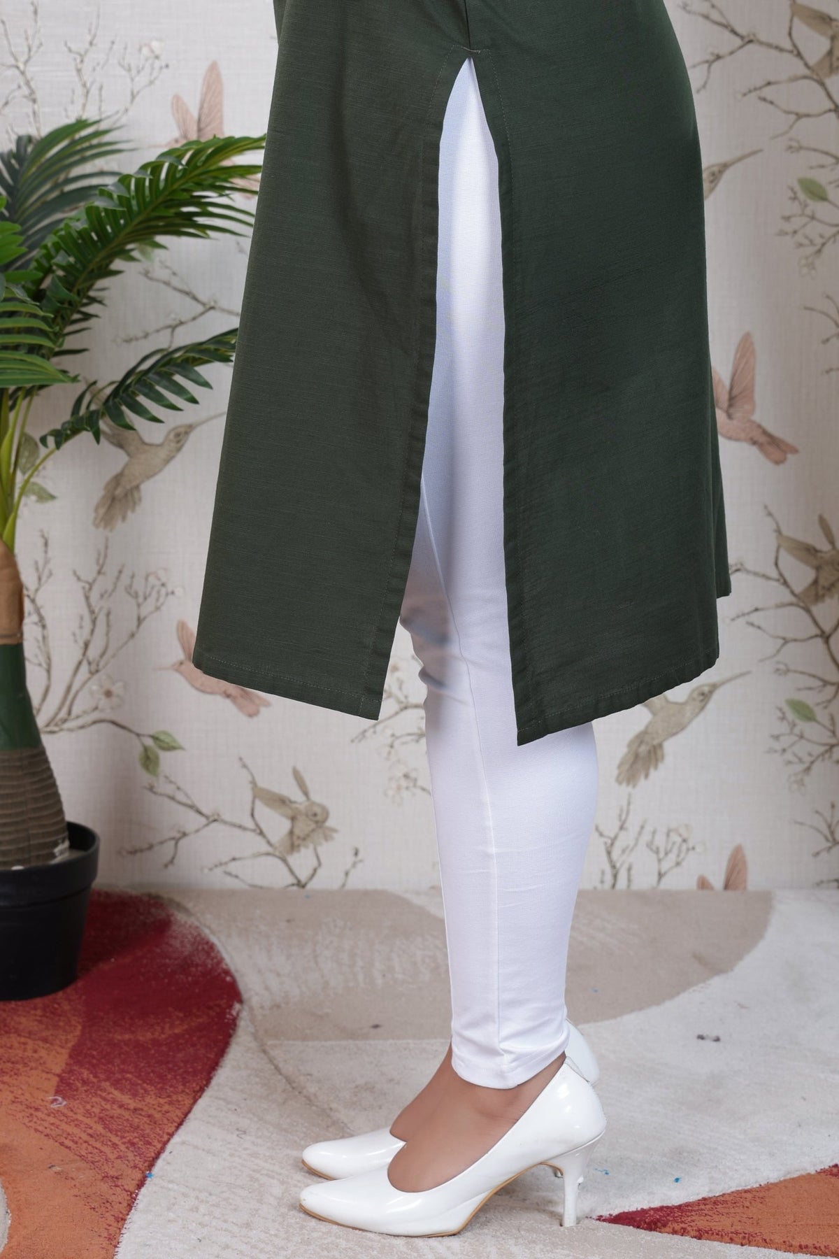 Olive Linen Long kurta -Long kurta