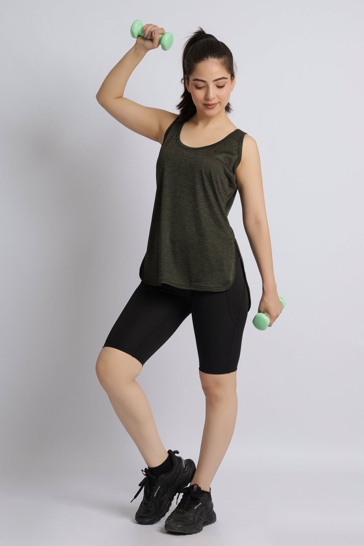 Olive melange active longline vest -Active longline vest