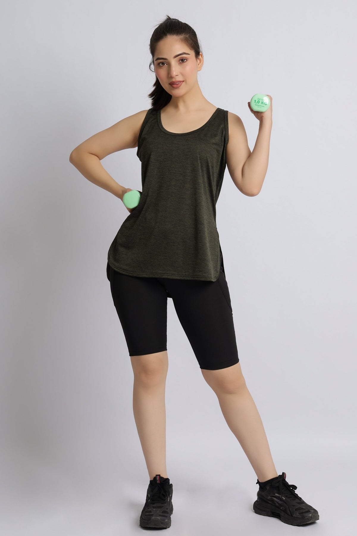 Olive melange active longline vest -Active longline vest
