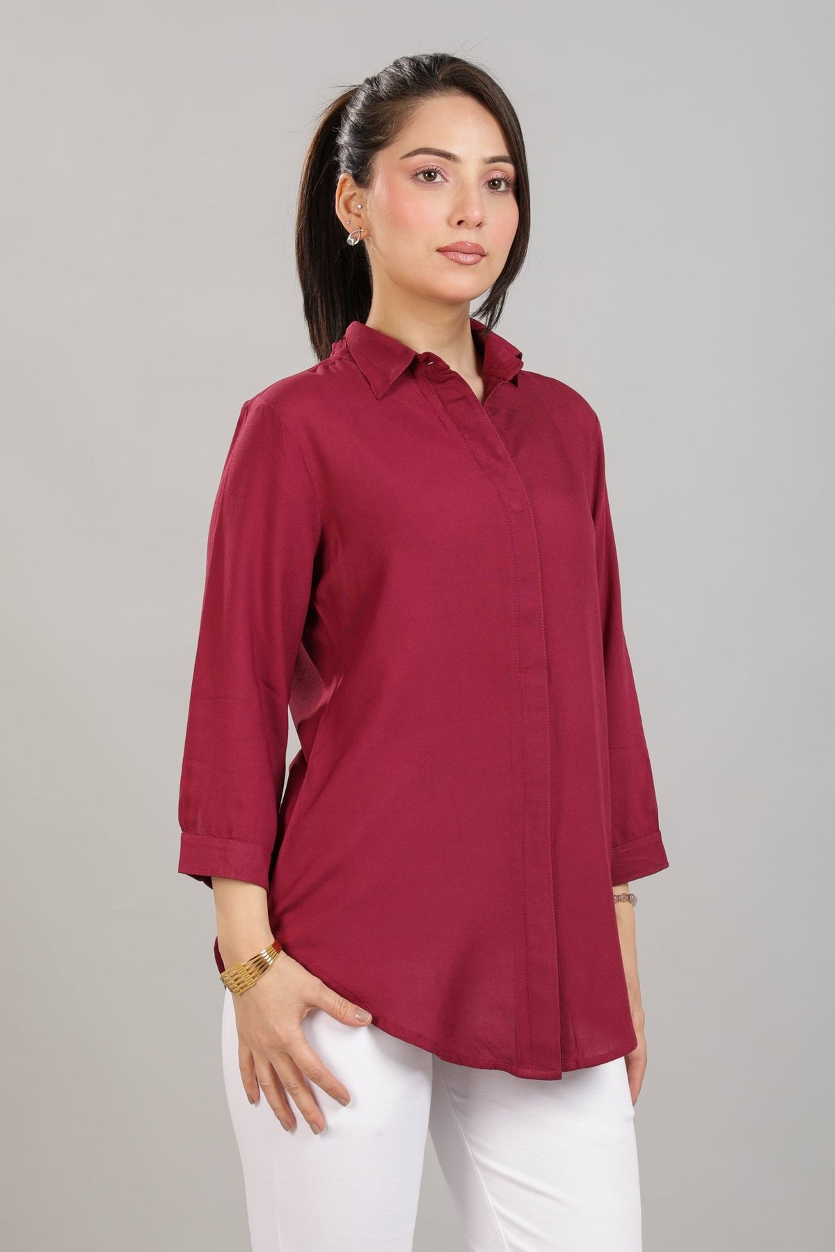 Onion long hemline shirt [ Premium 100% Rayon, Liva Certified ] -Long hemline shirt