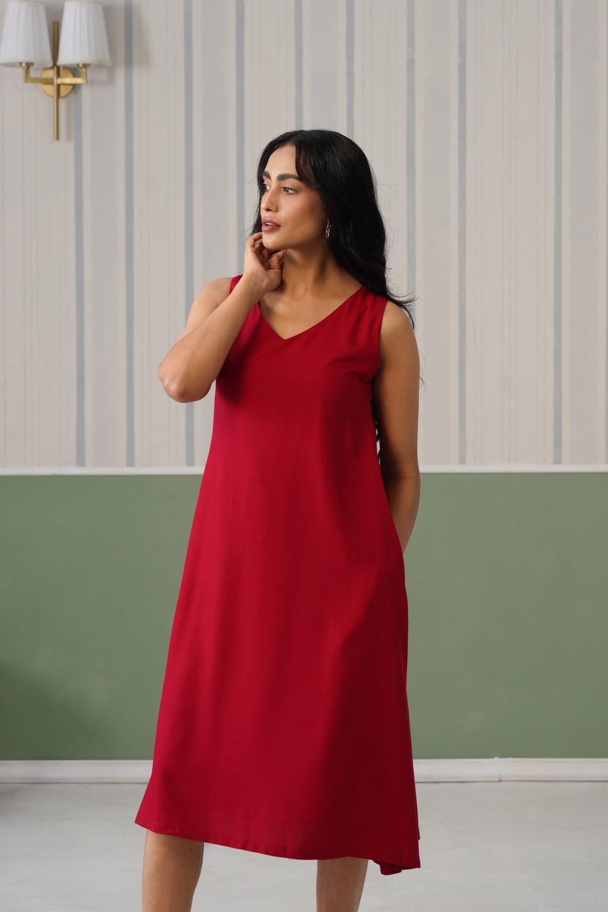 Onion rayon line dress with pocket [ Premium 100% Rayon, Liva Certified ] -Rayon line dress with pocket