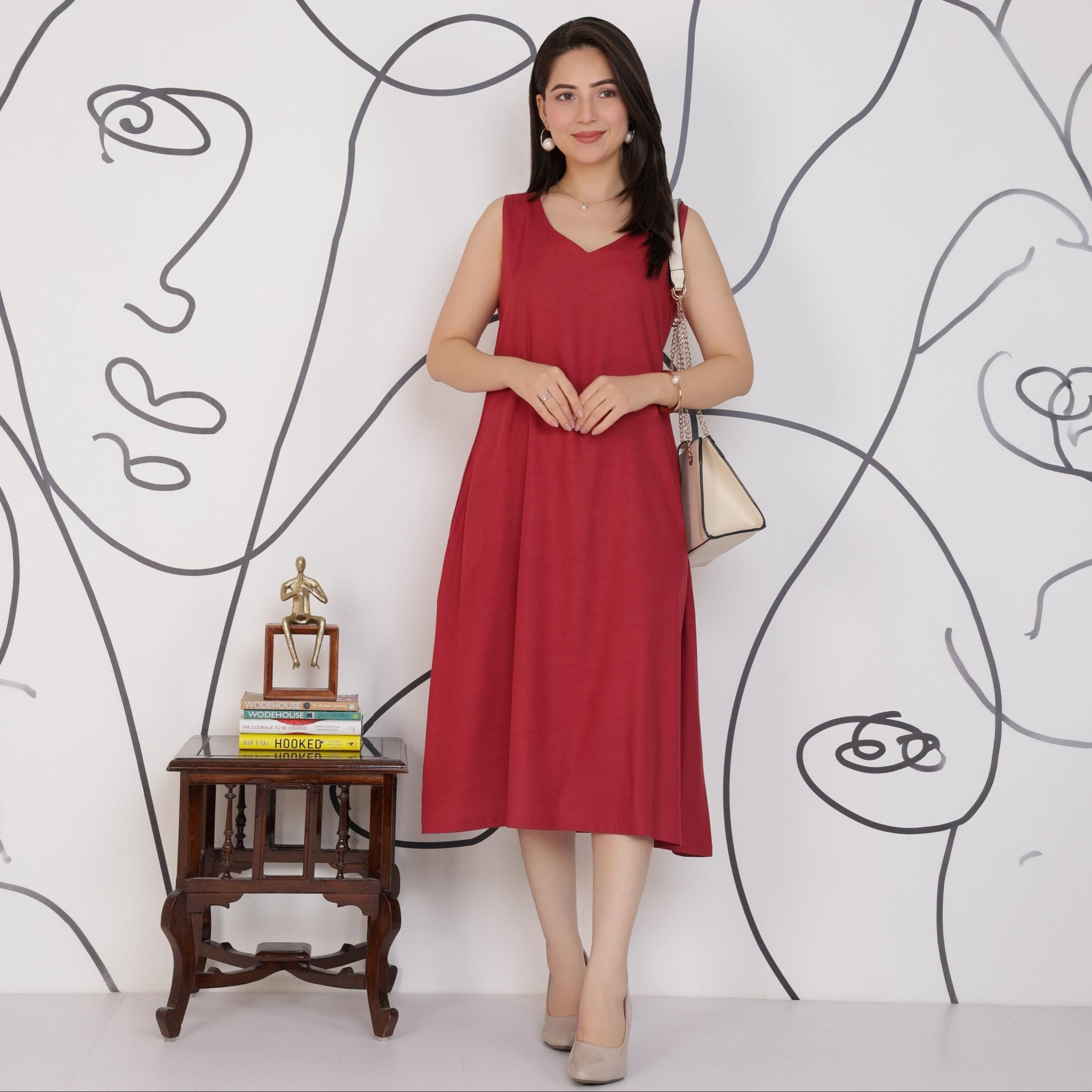 Onion rayon line dress with pocket [ Premium 100% Rayon, Liva Certified ] -Rayon line dress with pocket