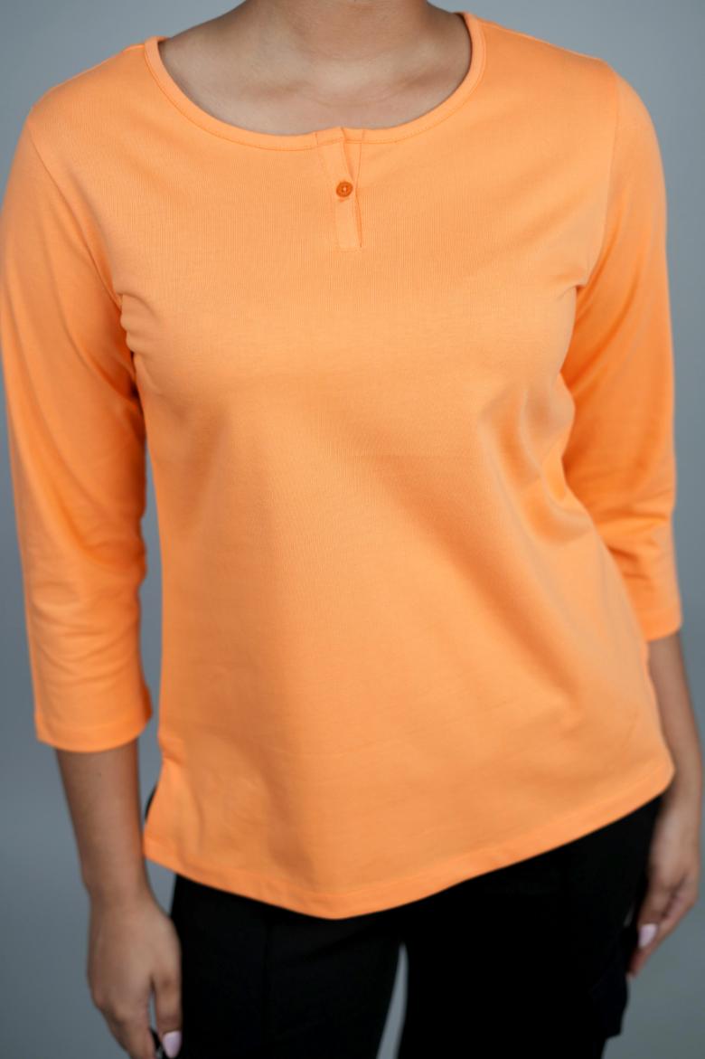 Papaya Smooth Henley Tshirt [Non transparent 220 gsm thick ] - Henley Tshirt