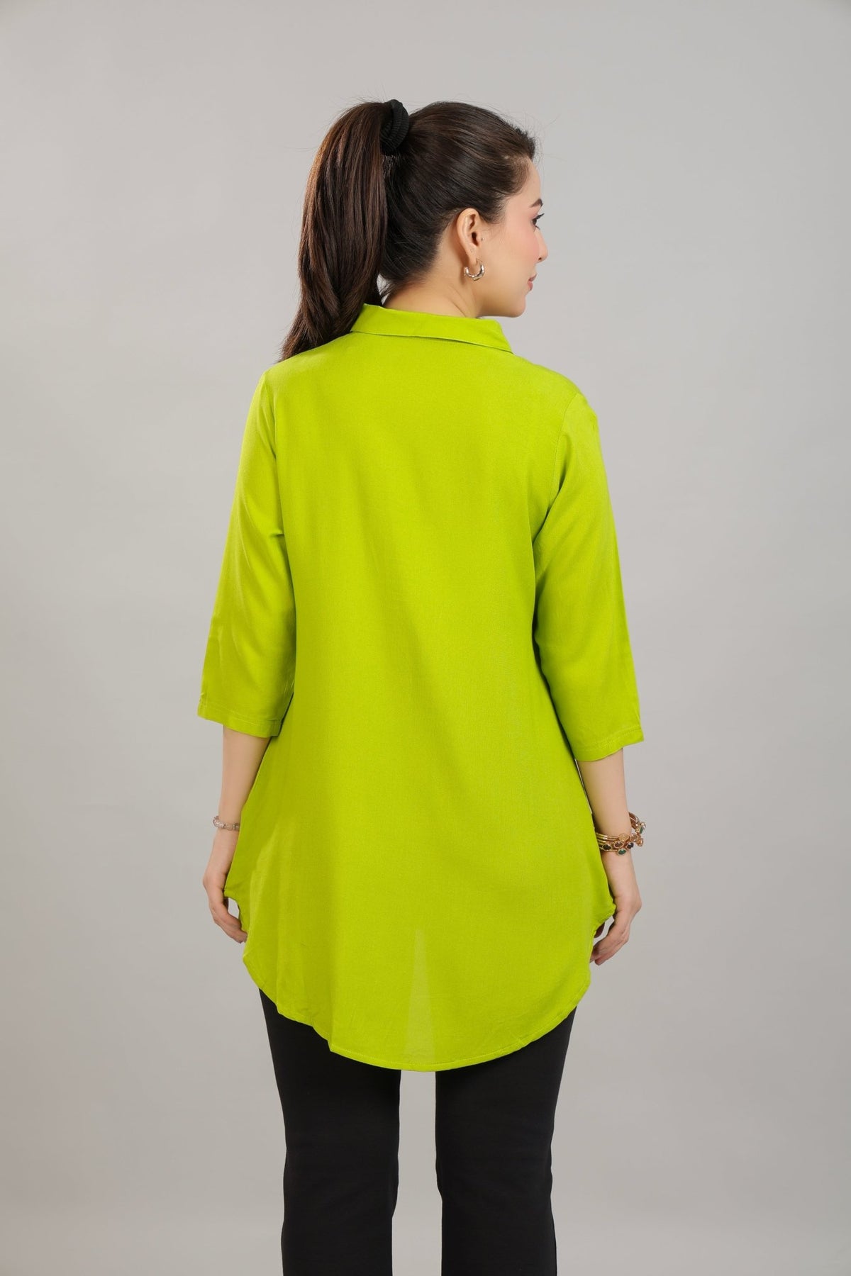 Parrot Green rayon flare top [ Premium 100% Rayon, Liva Certified ] -Rayon flare top
