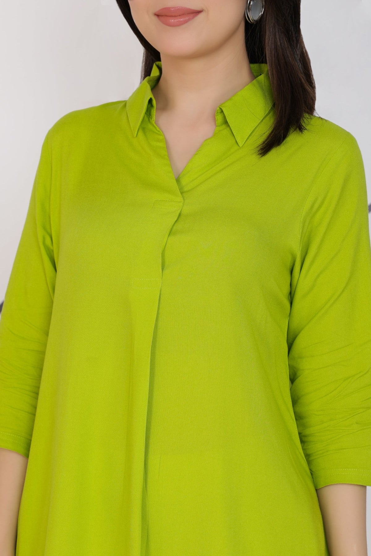 Parrot Green rayon flare top [ Premium 100% Rayon, Liva Certified ] -Rayon flare top