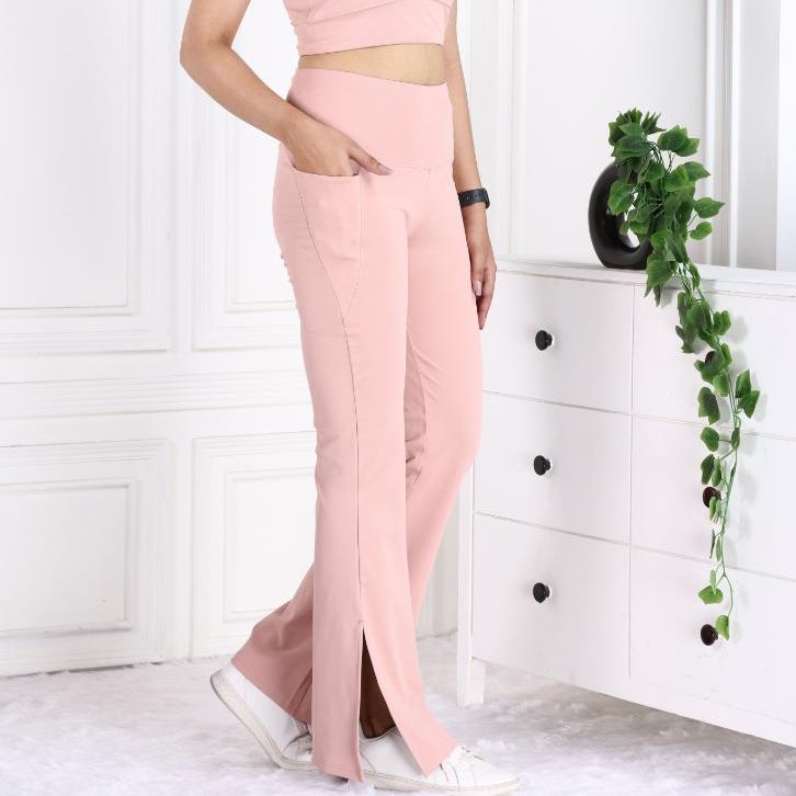 Peach Active Flare with Slit Pants - Active flare with slit pants