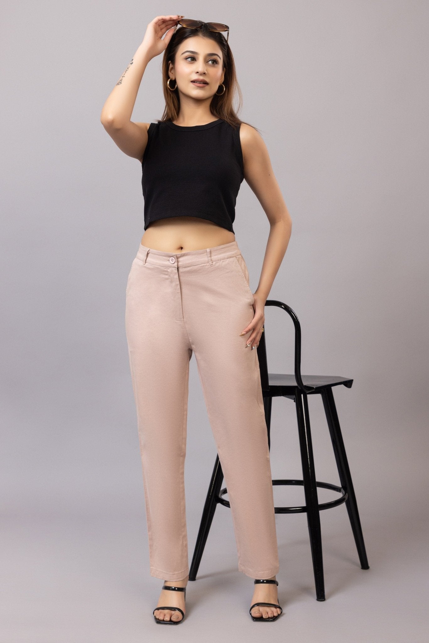 Peach chinos pants with extra comfort. [100% USA HQ Cotton Lycra] - Chinos
