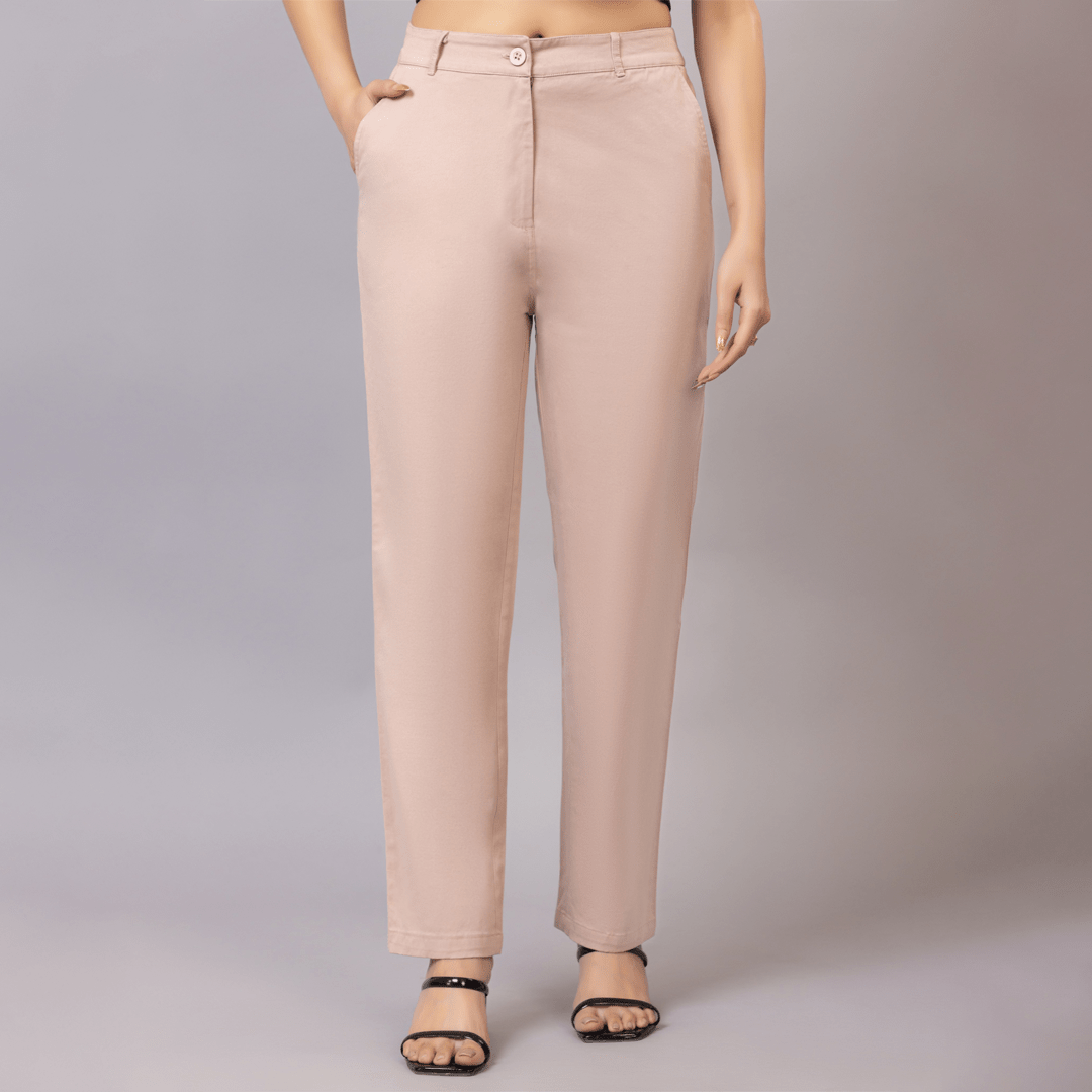 Peach chinos pants with extra comfort. [100% USA HQ Cotton Lycra] - Chinos