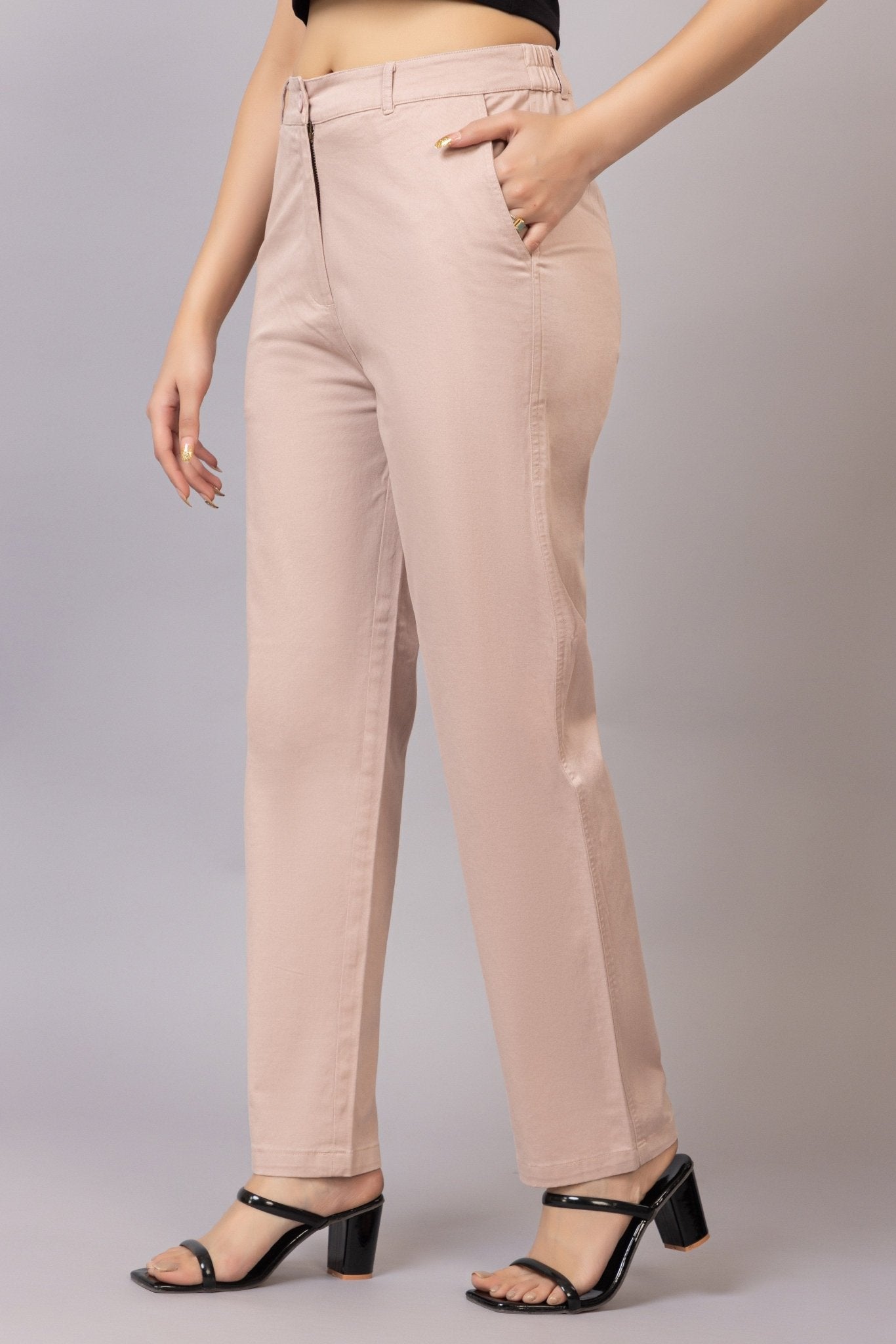 Peach chinos pants with extra comfort. [100% USA HQ Cotton Lycra] - Chinos