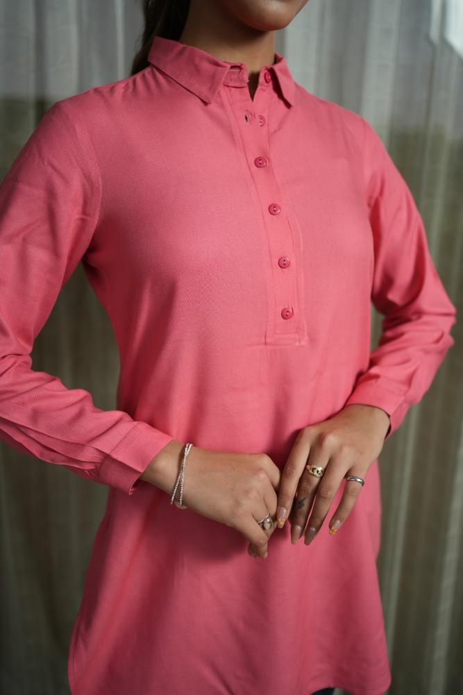 Peach Longline Shirt [ 100% Rayon, Liva Certified ] - Long line shirt