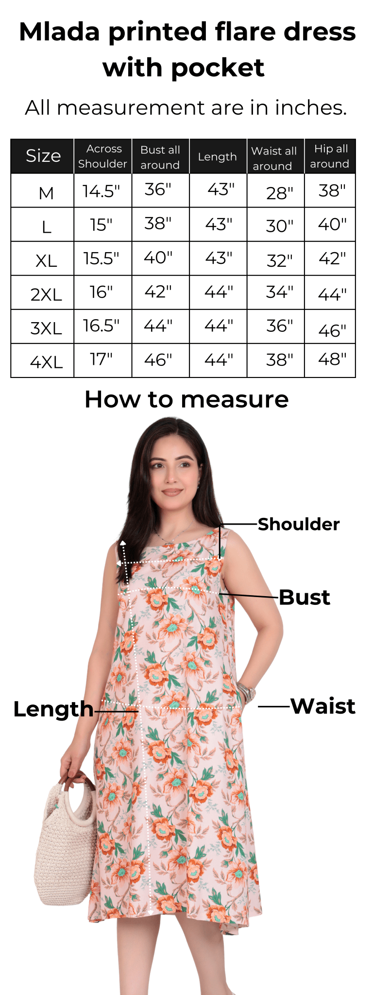 Peach rayon Printed Flare Dress [100% pure rayon] -Cotton midi dress