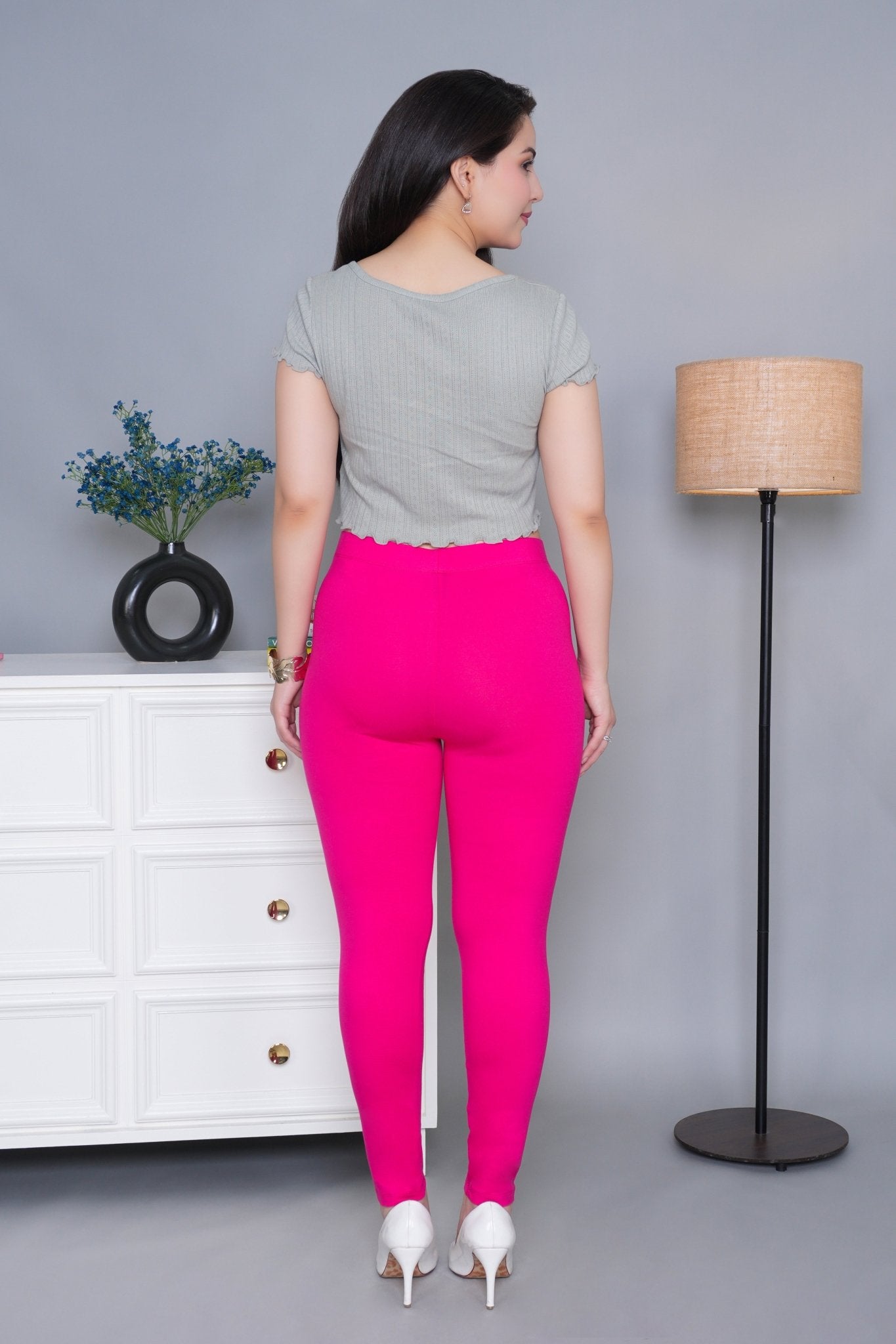 Pink cotton lycra legging - Cotton leggings