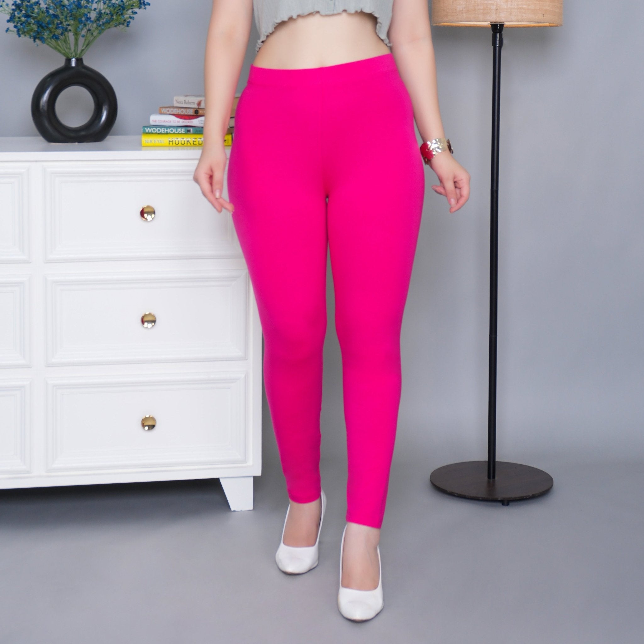 Pink cotton lycra legging - Cotton leggings