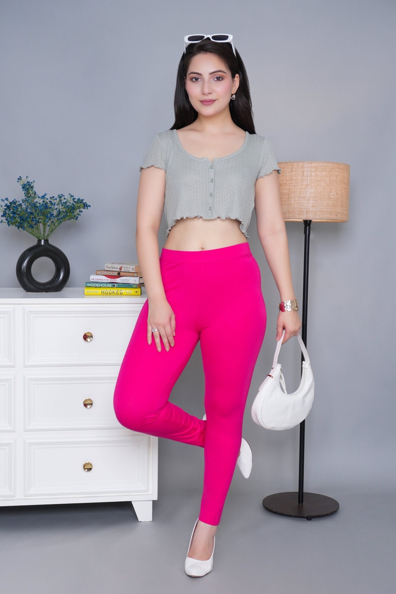 Pink cotton lycra legging - Cotton leggings
