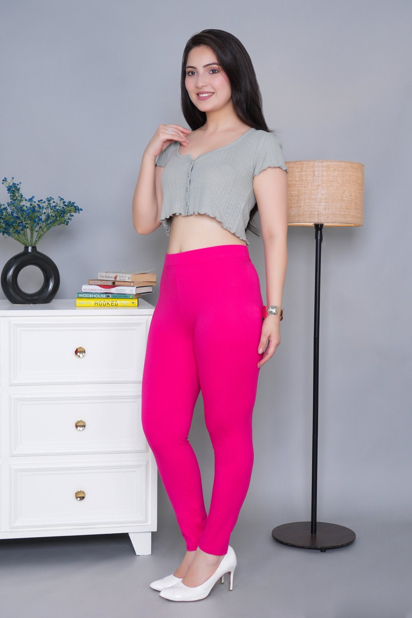 Pink cotton lycra legging - Cotton leggings