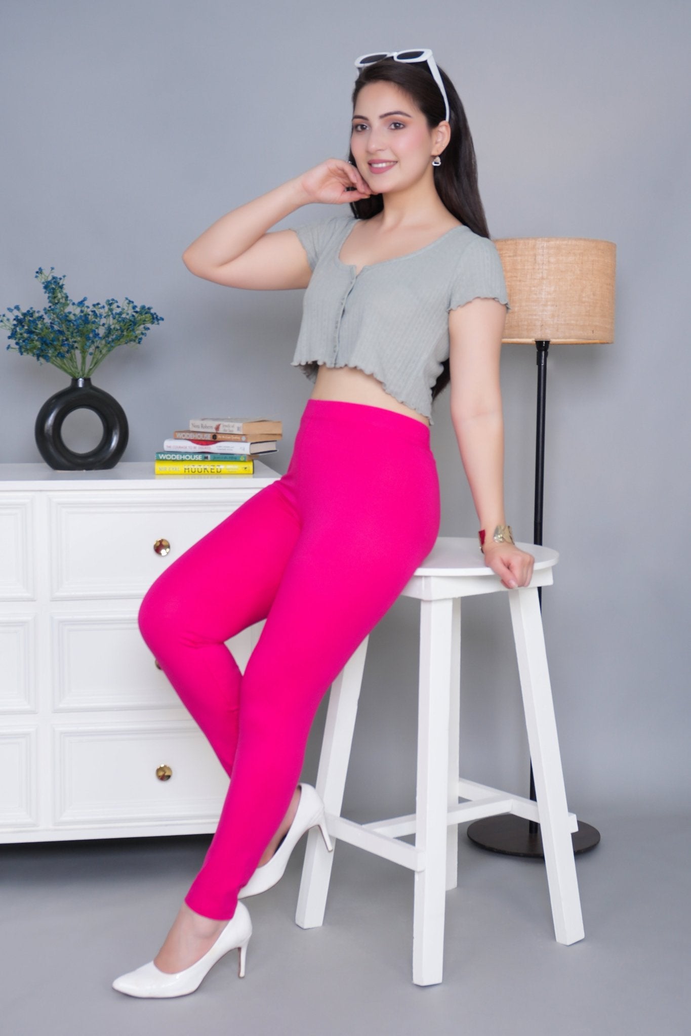 Pink cotton lycra legging - Cotton leggings