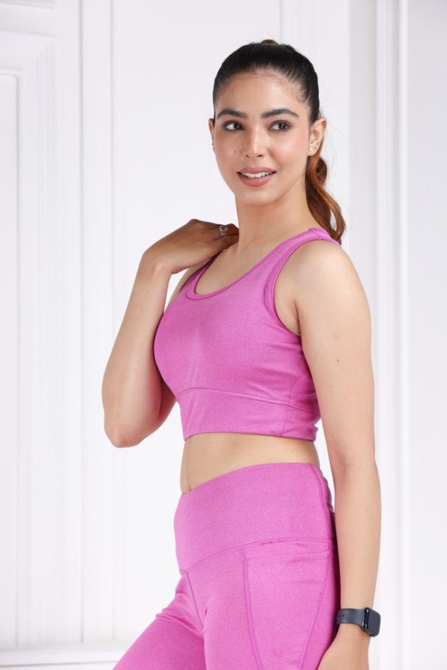 Pink Melange All Day Mid Impact Luxury Active Bra - Active bra