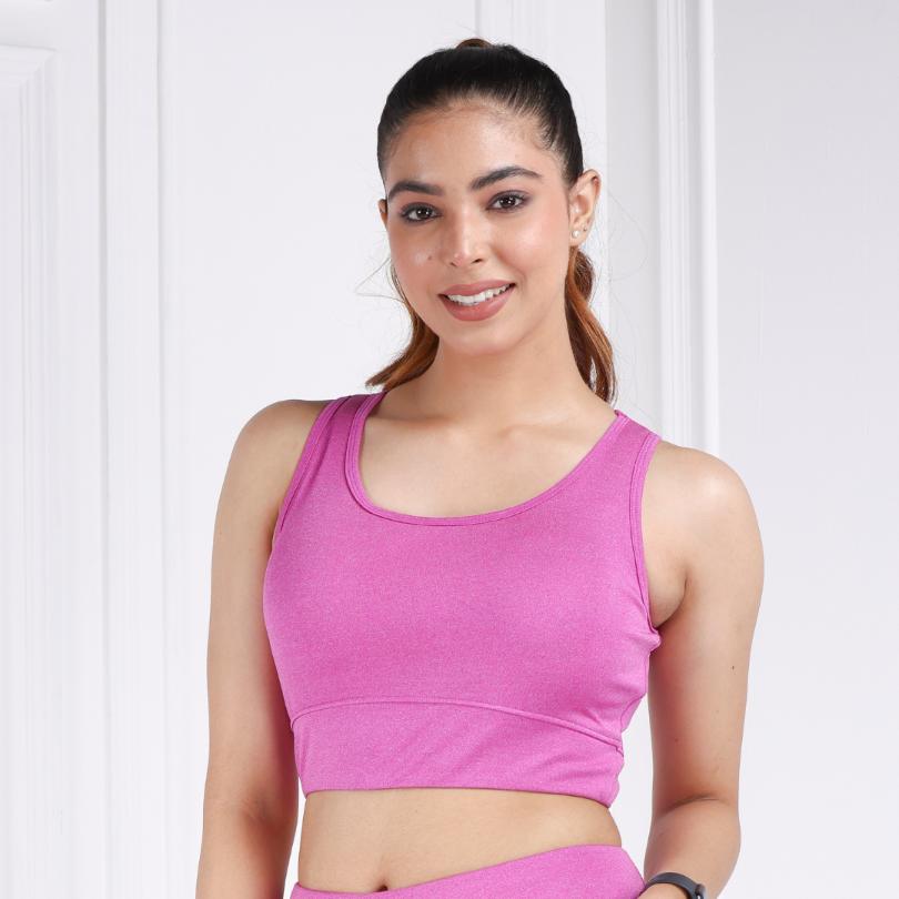 Pink Melange All Day Mid Impact Luxury Active Bra - Active bra