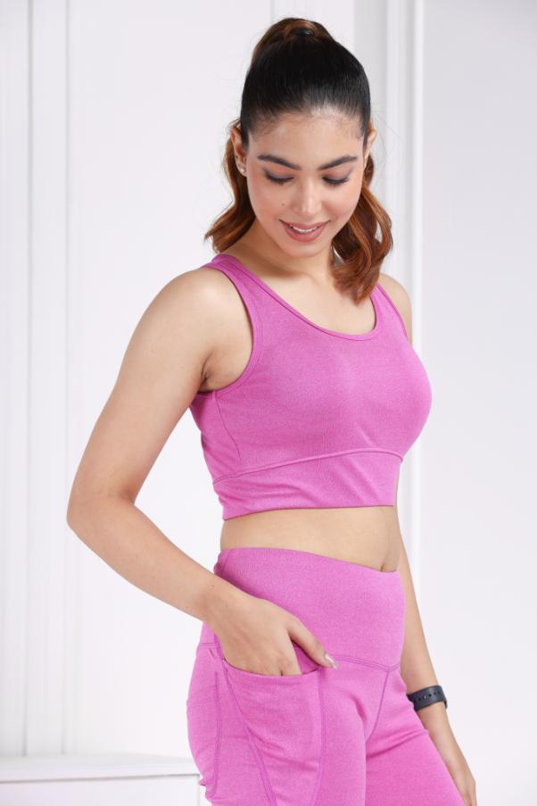 Pink Melange All Day Mid Impact Luxury Active Bra - Active bra