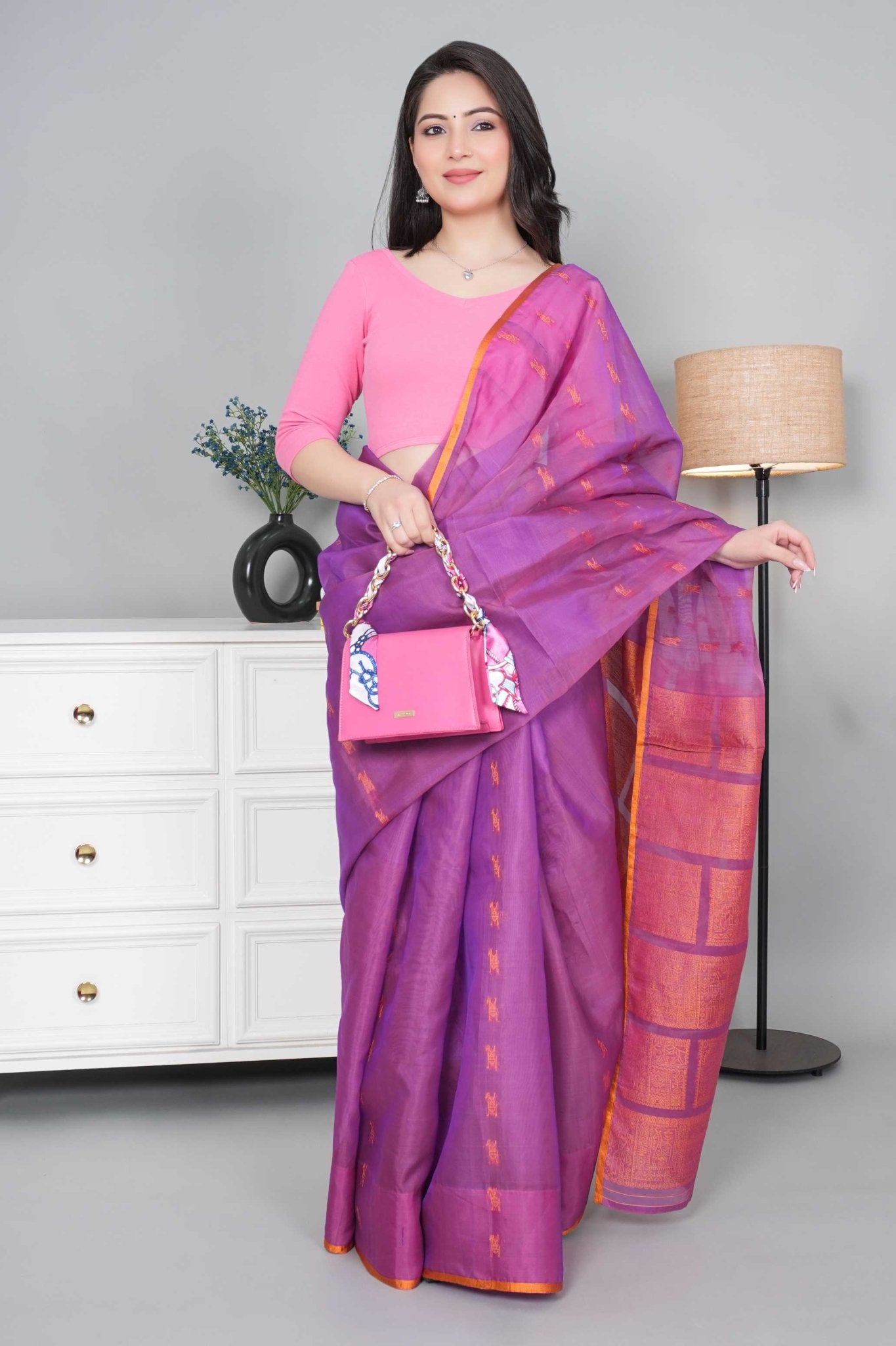 Pink Rib V Neck 3/4 Sleeve Blouse [ 100% USA HQ Cotton, 280 GSM non transparent fabric ] - Rib blouse