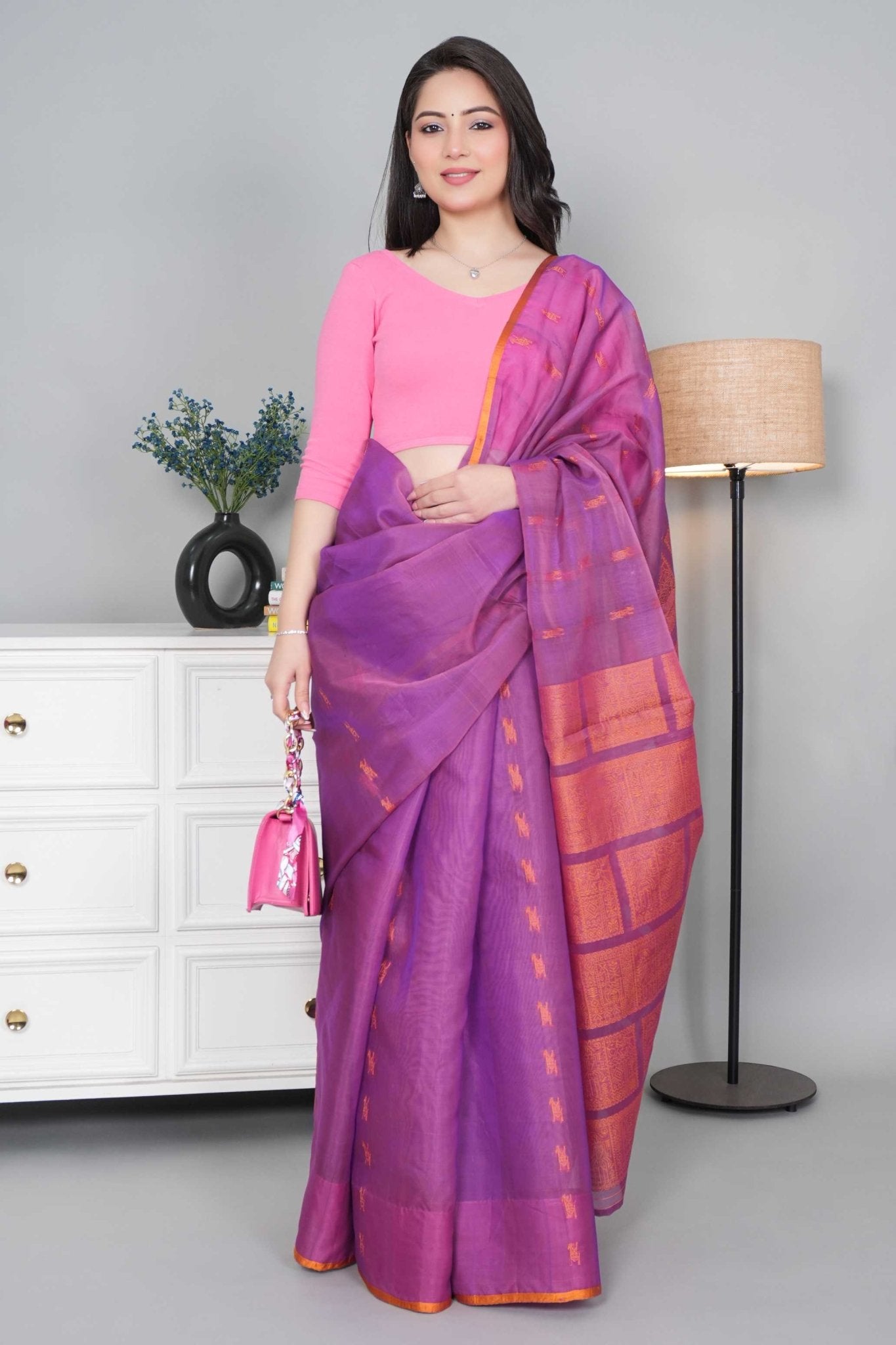 Pink Rib V Neck 3/4 Sleeve Blouse [ 100% USA HQ Cotton, 280 GSM non transparent fabric ] - Rib blouse