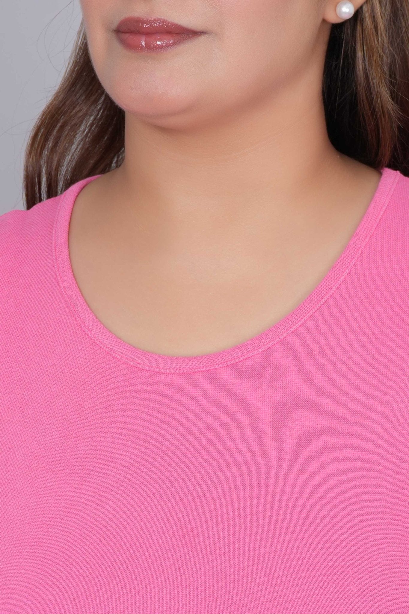 Pink Stretchable Rib T Shirt [ 100% USA HQ Cotton, 280 GSM non transparent fabric ] - Rib t shirt