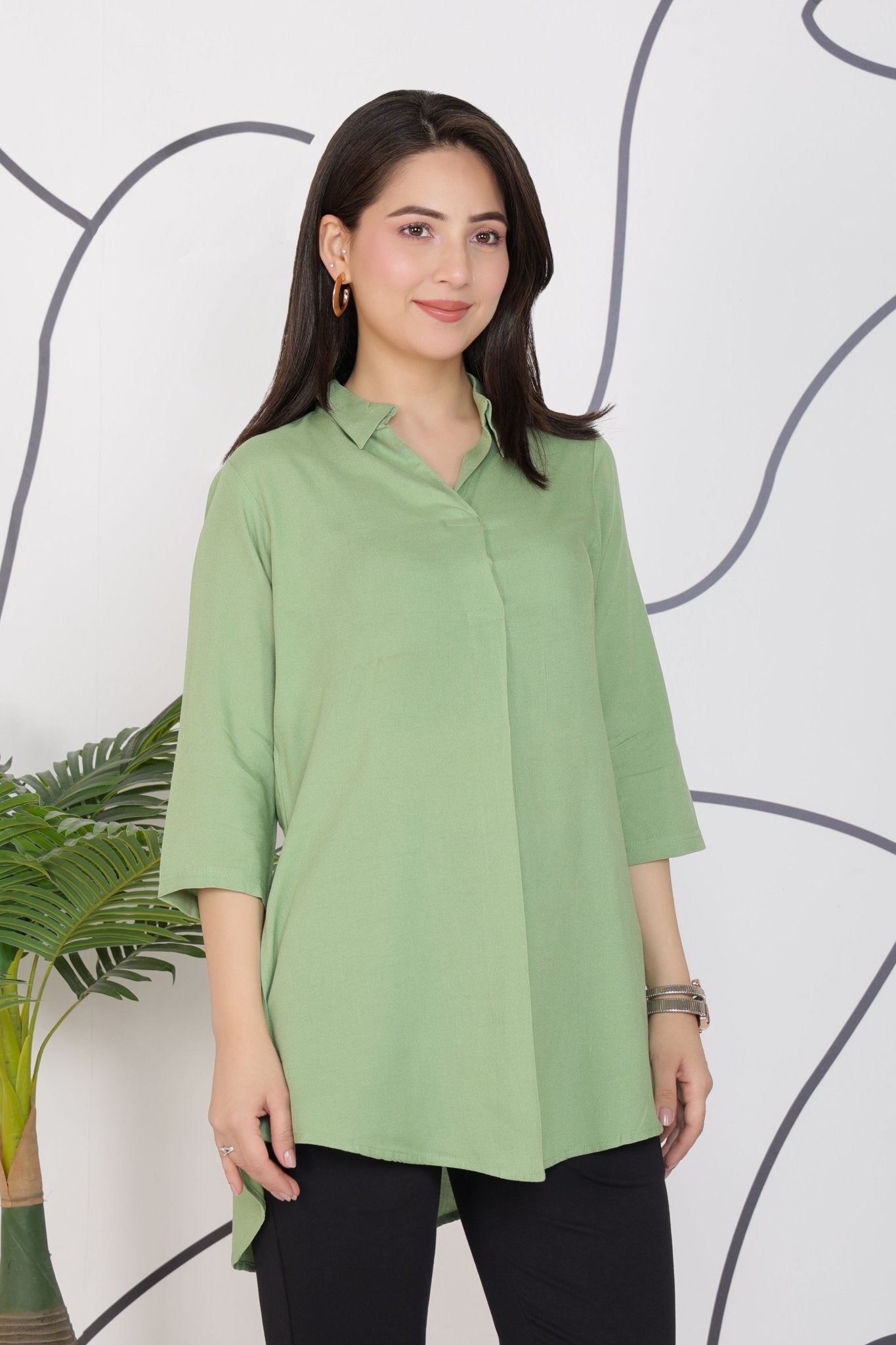 Pista Green rayon flare top [ Premium 100% Rayon, Liva Certified ] -Rayon flare top