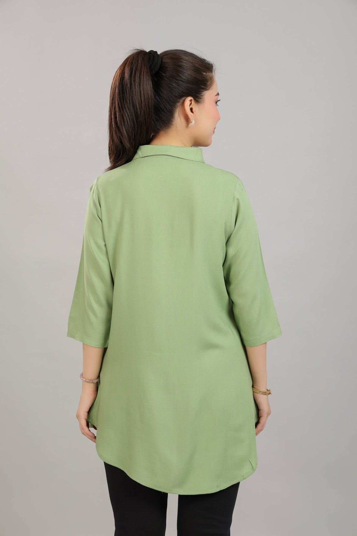 Pista Green rayon flare top [ Premium 100% Rayon, Liva Certified ] -Rayon flare top