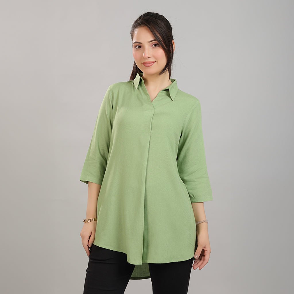 Pista Green rayon flare top [ Premium 100% Rayon, Liva Certified ] -Rayon flare top