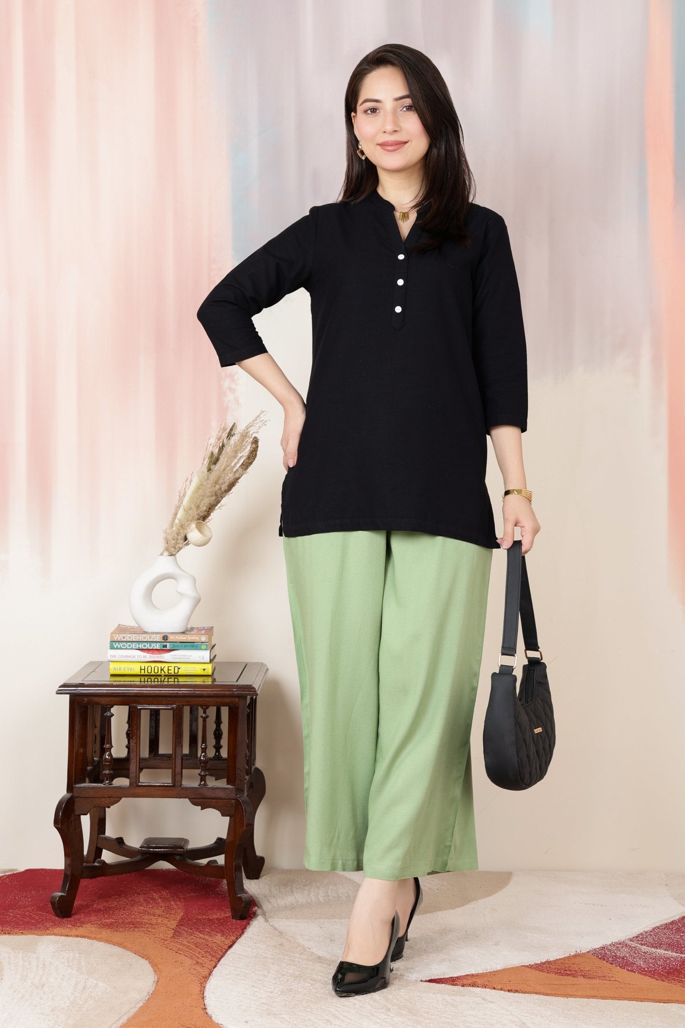 Pista Green rayon palazzo [ 100% Rayon, Liva Certified ] -Palazzo