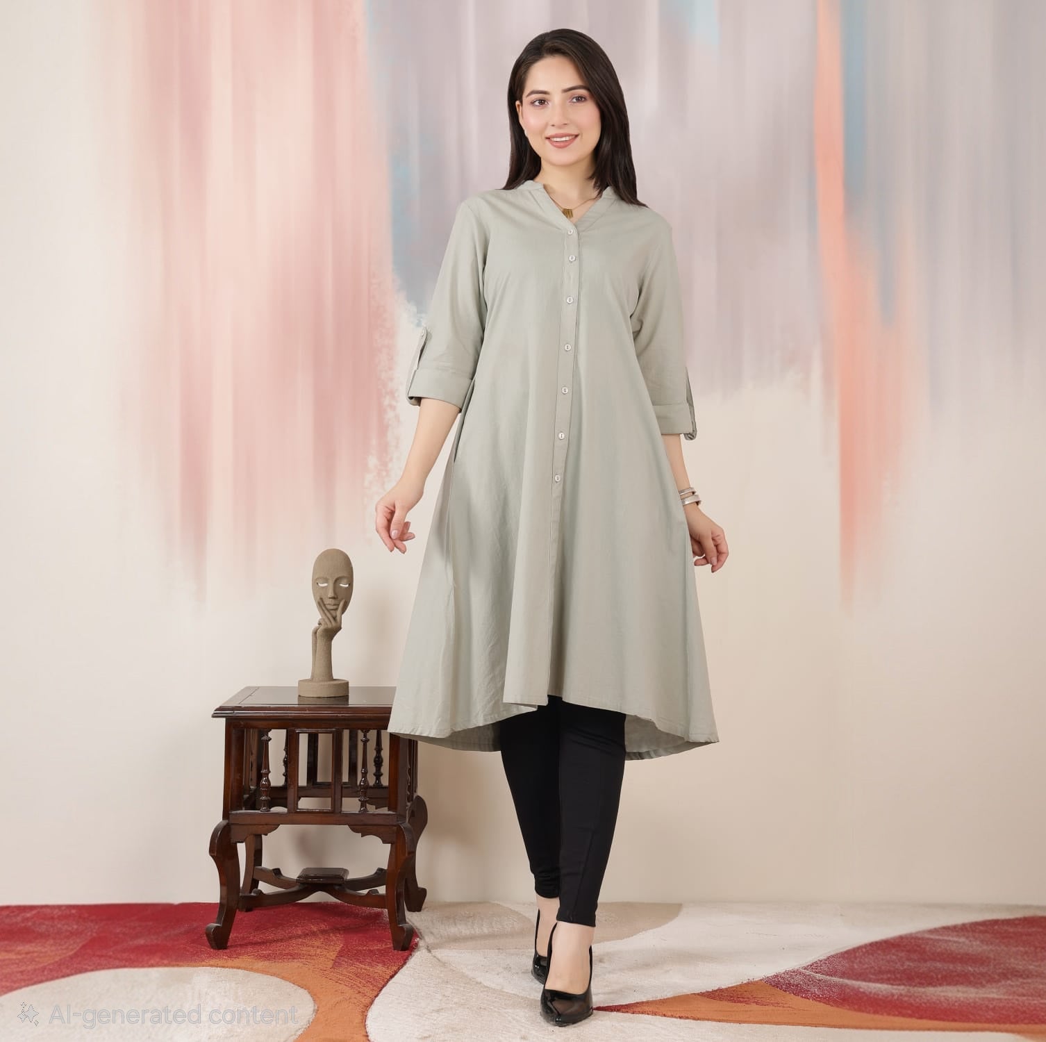 Pista Planket A Line Kurta [100% pure cotton] -planket a line kurta