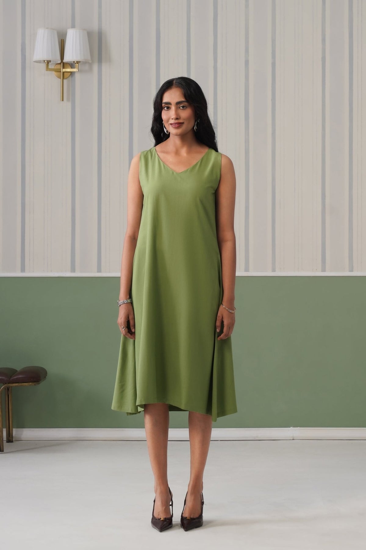 Pista rayon line dress with pocket [ Premium 100% Rayon, Liva Certified ] -Rayon line dress with pocket