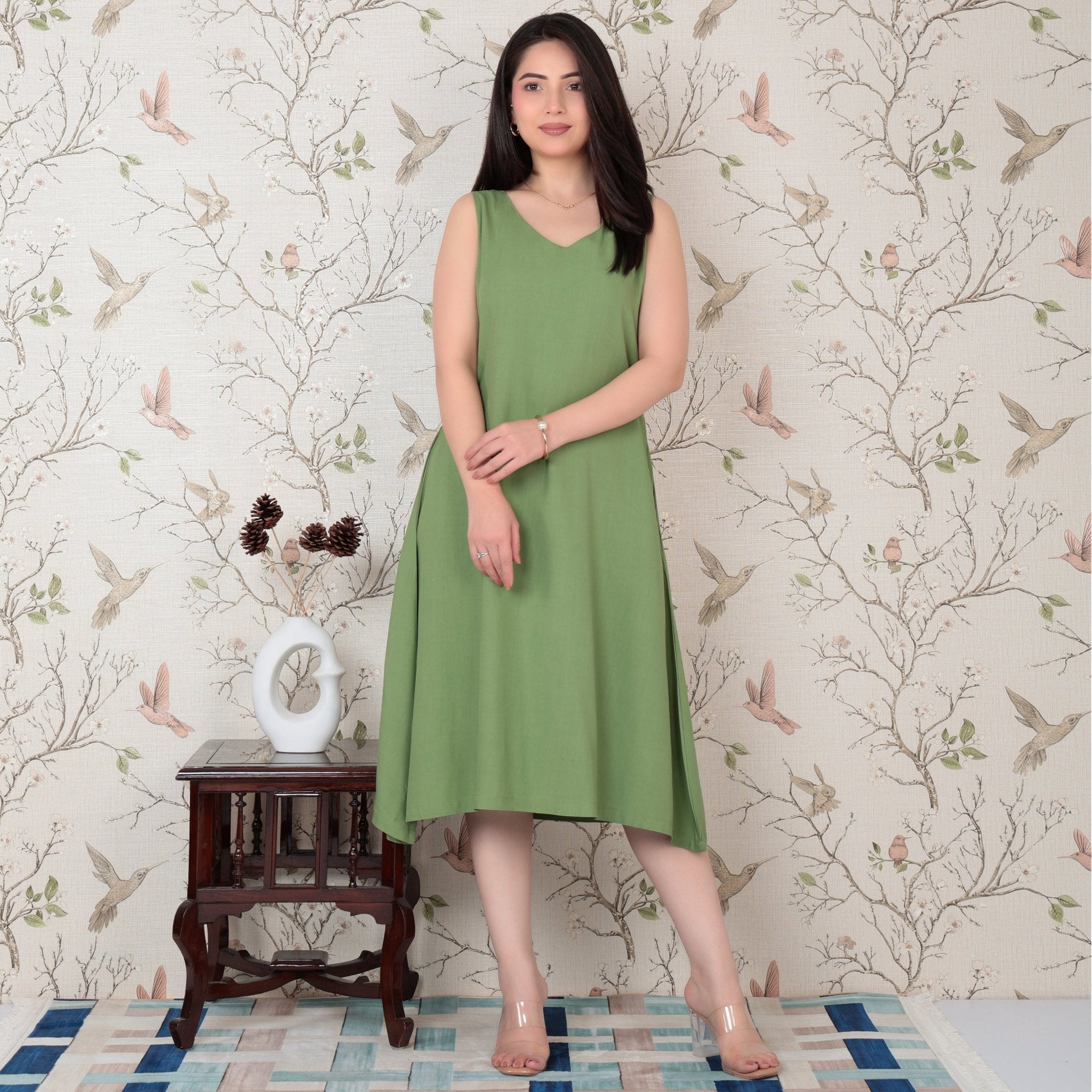 Pista rayon line dress with pocket [ Premium 100% Rayon, Liva Certified ] -Rayon line dress with pocket