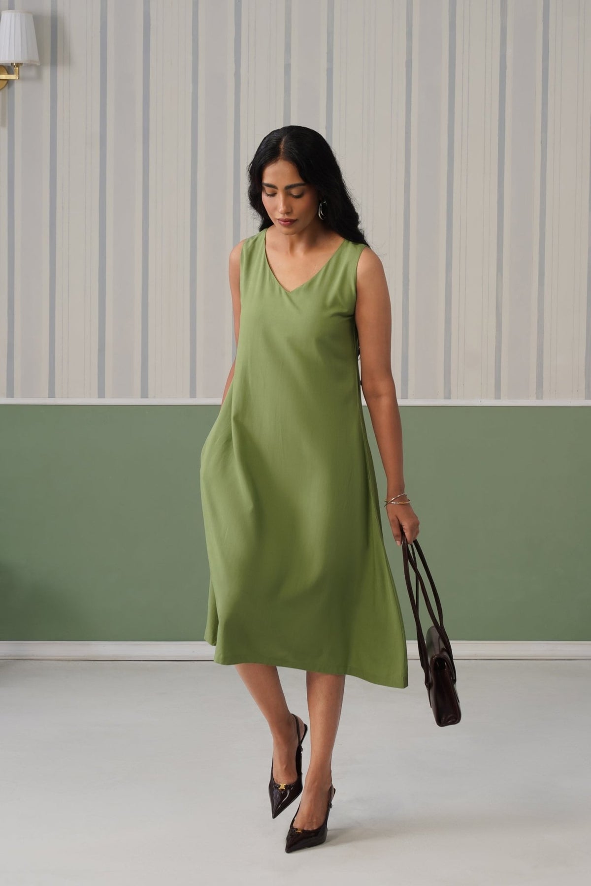 Pista rayon line dress with pocket [ Premium 100% Rayon, Liva Certified ] -Rayon line dress with pocket