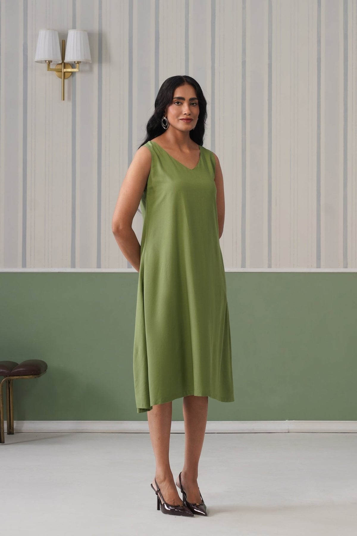 Pista rayon line dress with pocket [ Premium 100% Rayon, Liva Certified ] -Rayon line dress with pocket