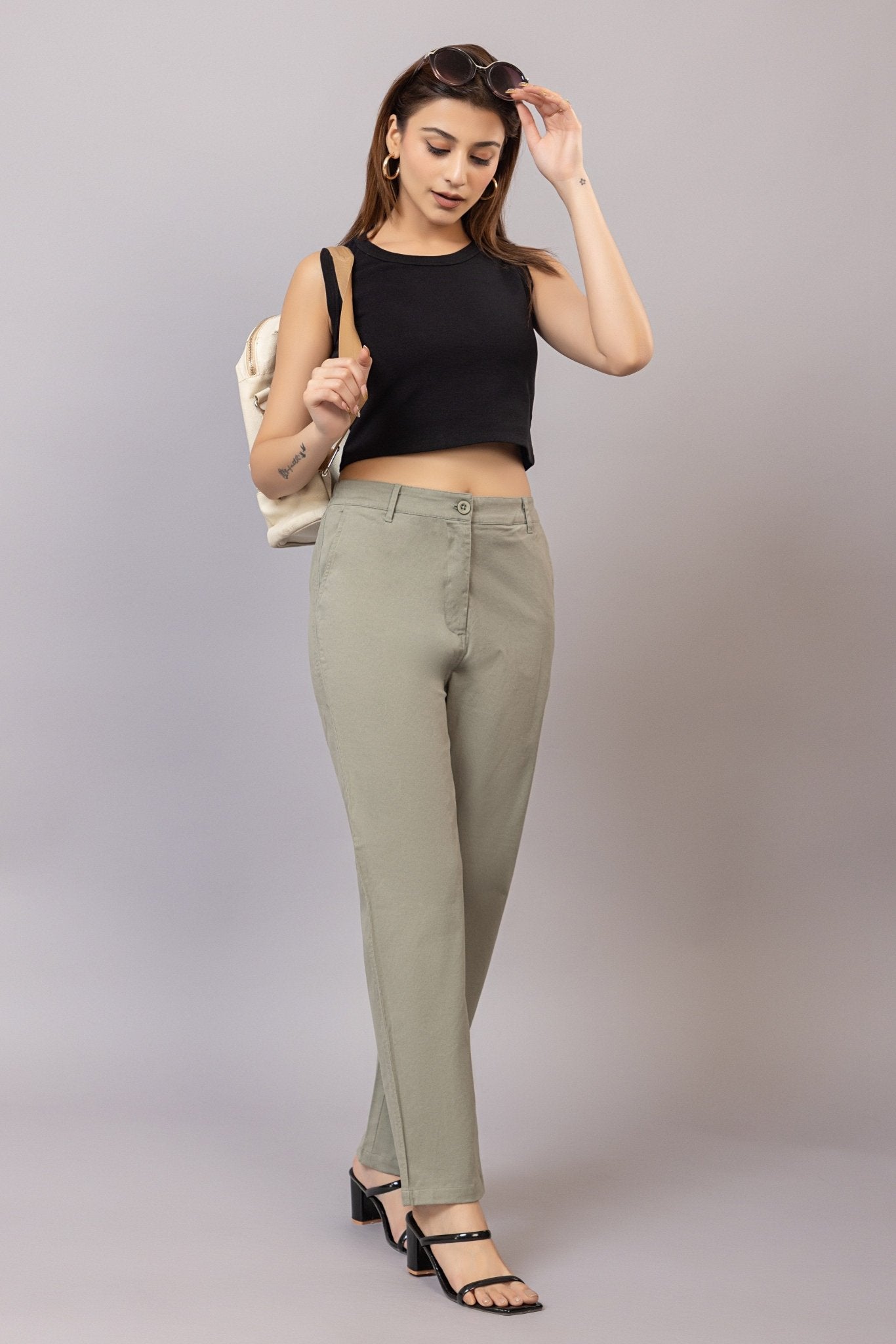 Pistachio chinos pants with extra comfort. [100% USA HQ Cotton Lycra] - Chinos