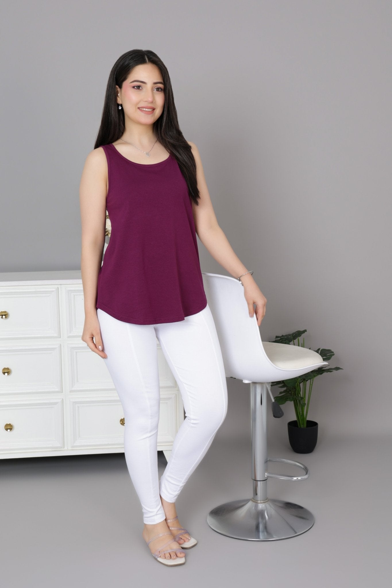 Plum Cotton vest [100% Cotton spandex] - Cotton vest