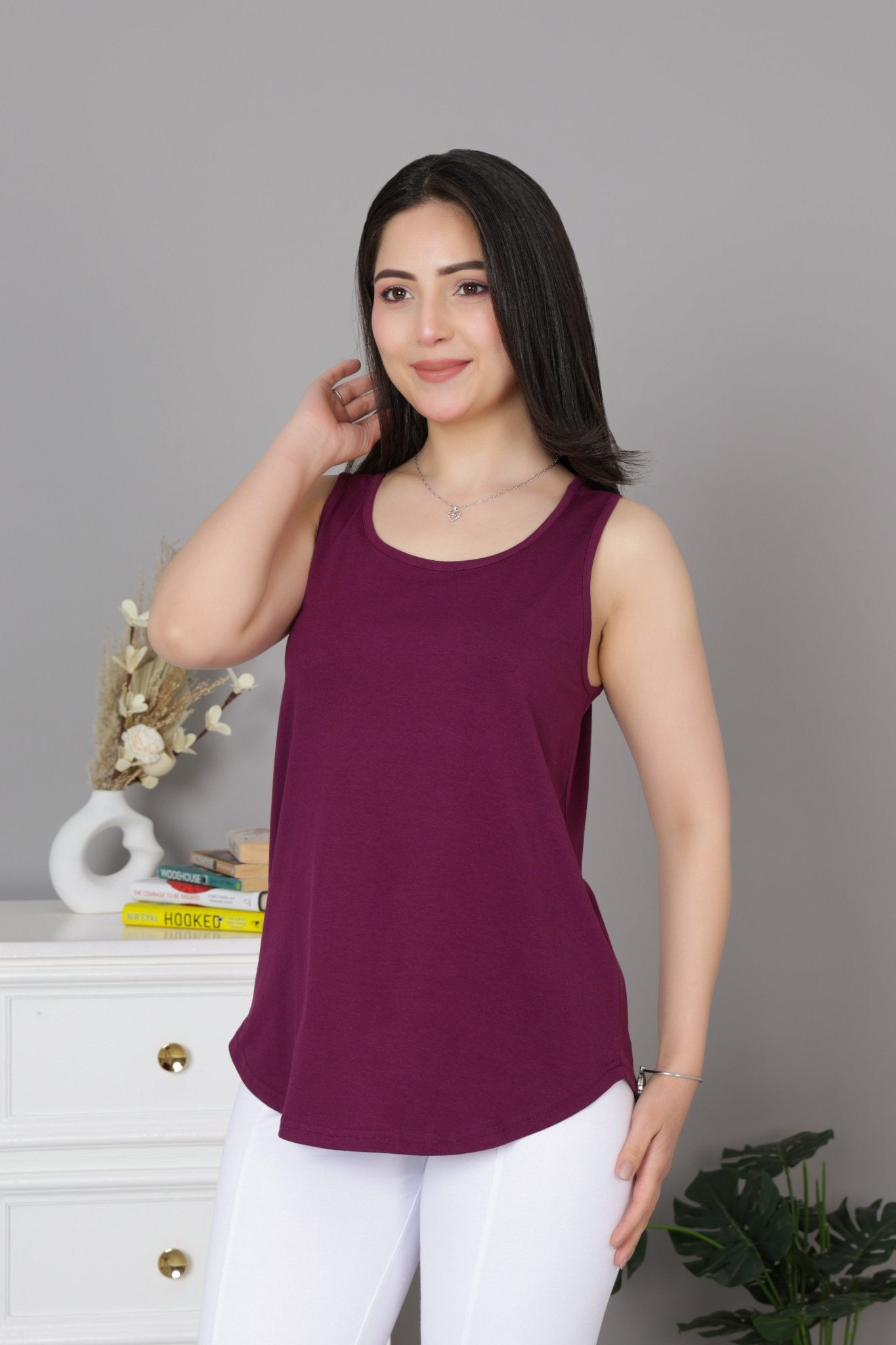 Plum Cotton vest [100% Cotton spandex] - Cotton vest