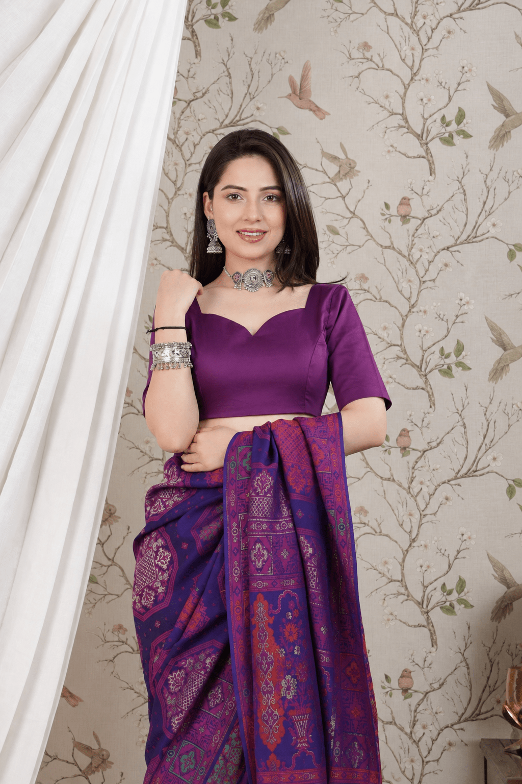 Plum sweetheart neck cotton blouse made from premium cotton -Blouse